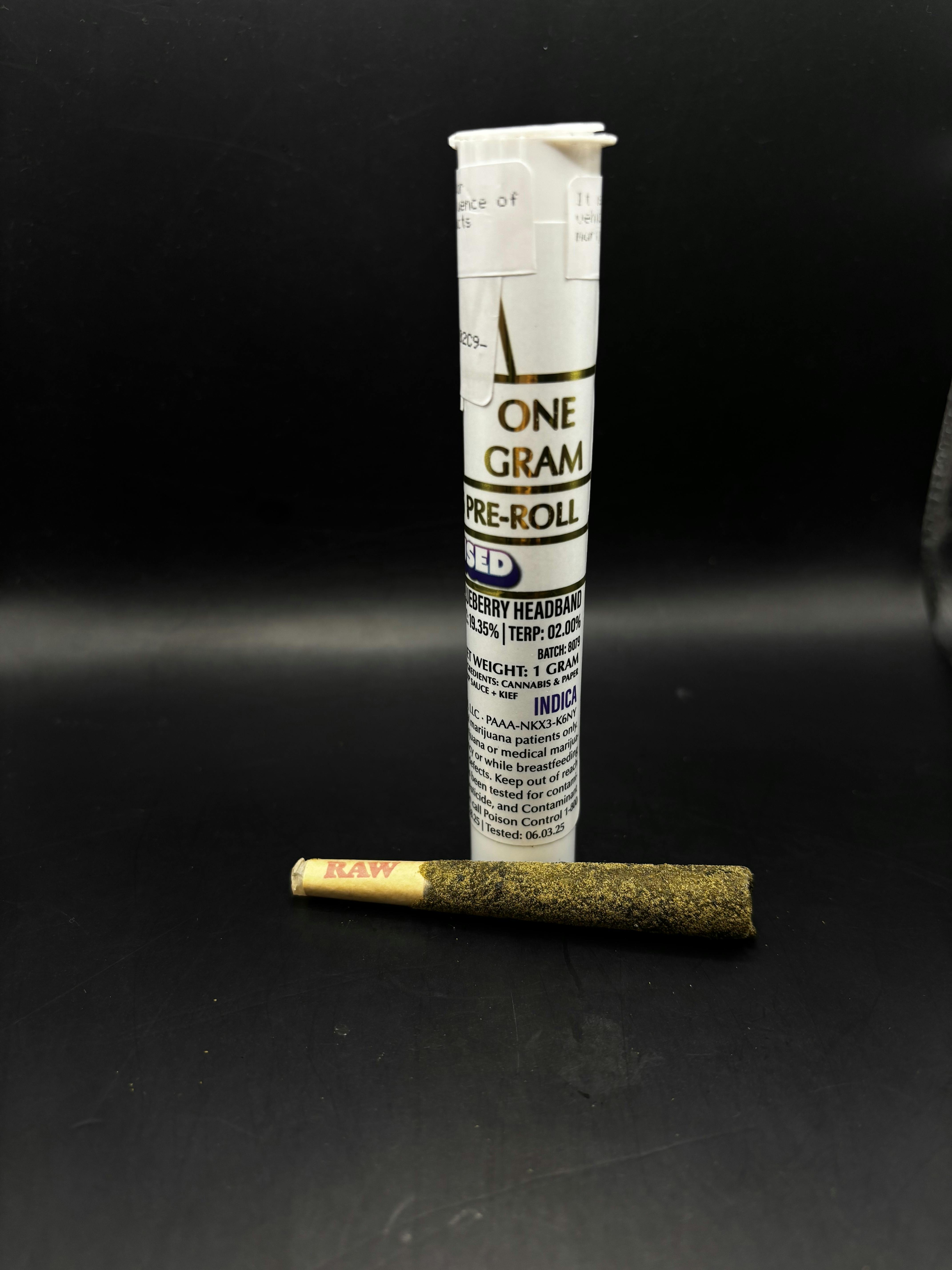 White Mousse - Blueberry Headband - 1G Terp Sauce and Kief Infused Pre Roll
