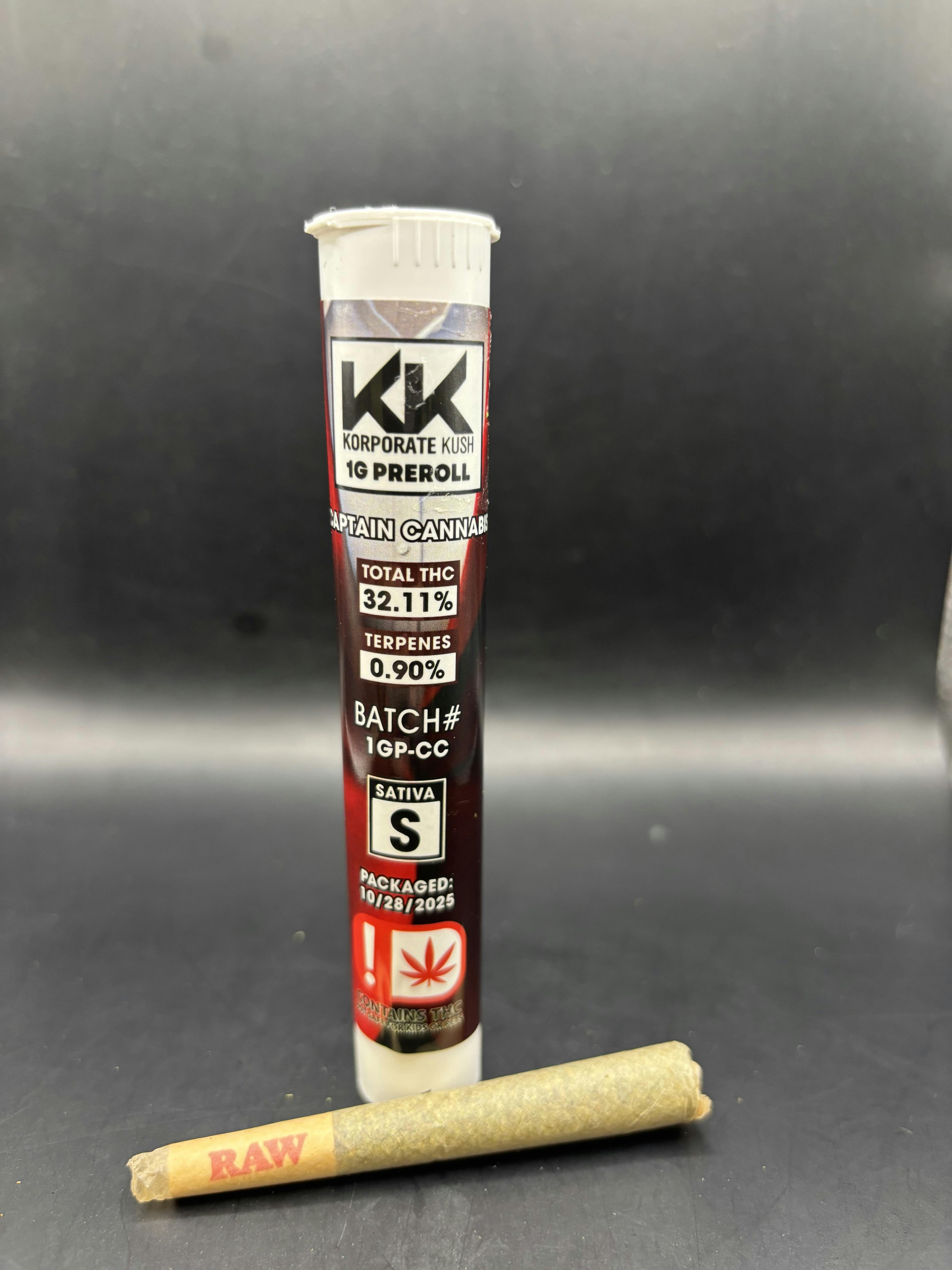 Korp Kush - Captain Cannabis - 1G Pre Roll (3G/$4.31) (20G/$25.86)