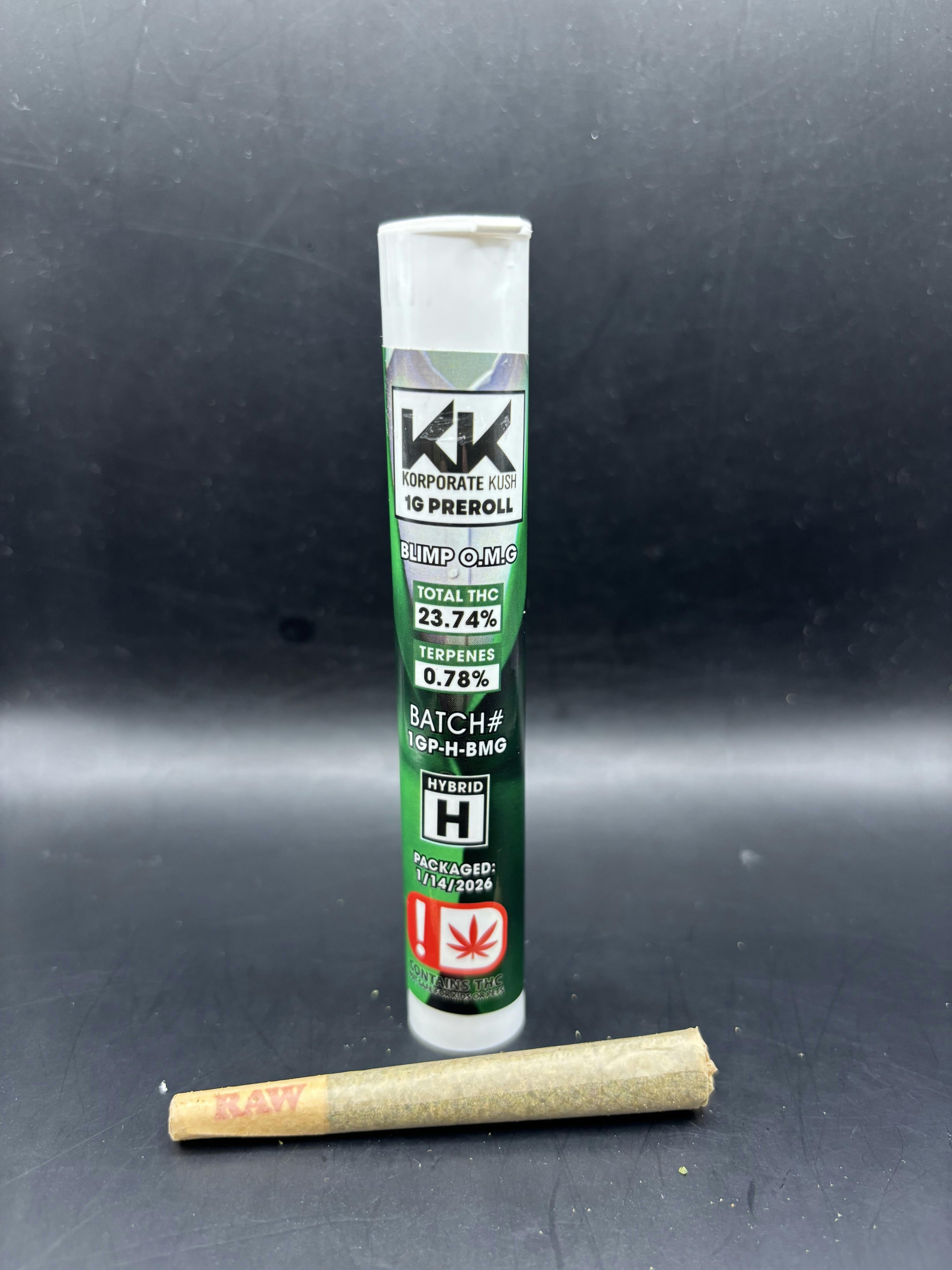 Korp Kush - Blimp O.M.G. - 1G Pre Roll (3G/$4.31) (20G/$25.86)