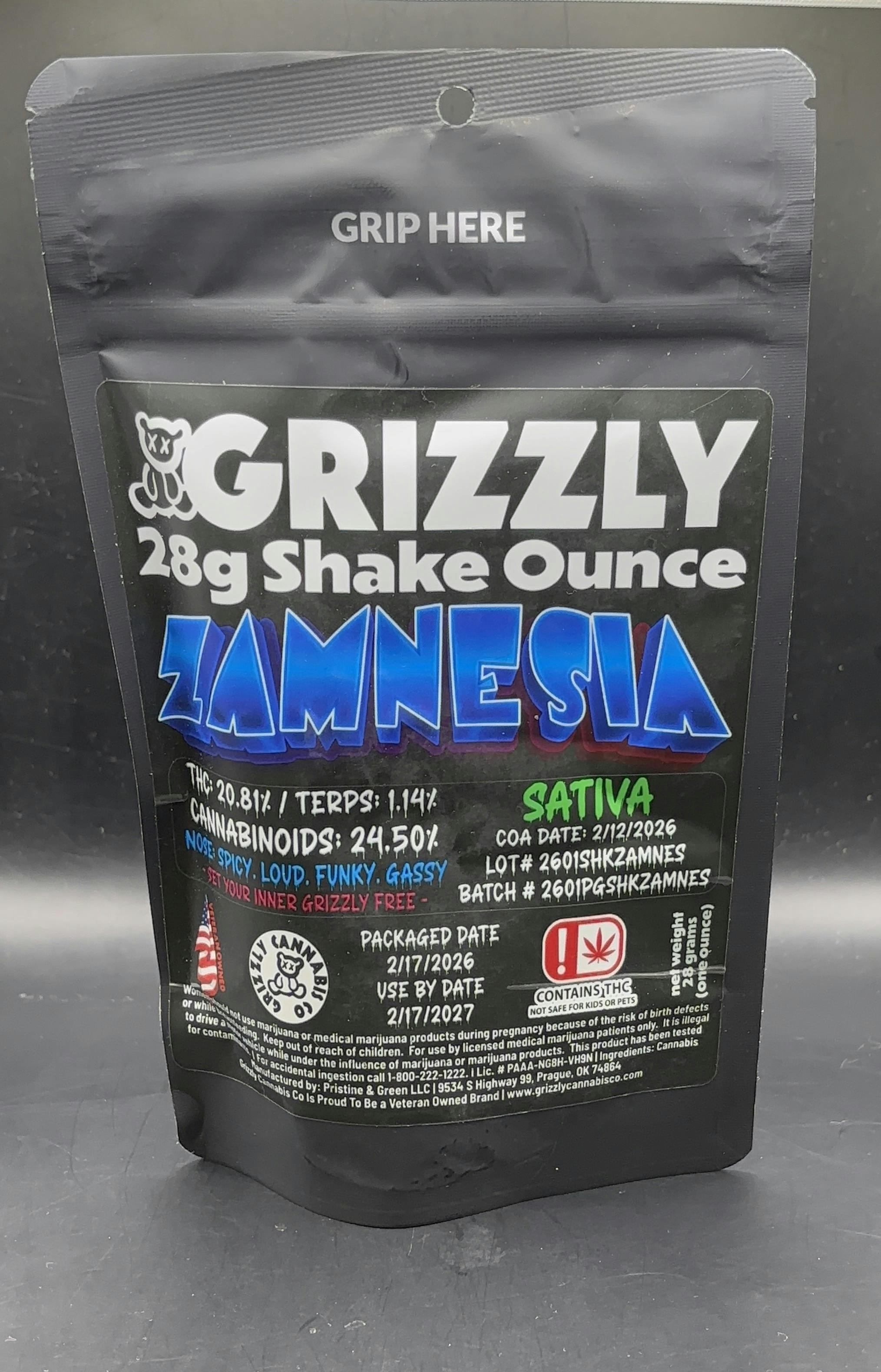 Grizzly - Zamnesia - Pre-pack Shake (2oz/$30.17) (3oz/$38.79)