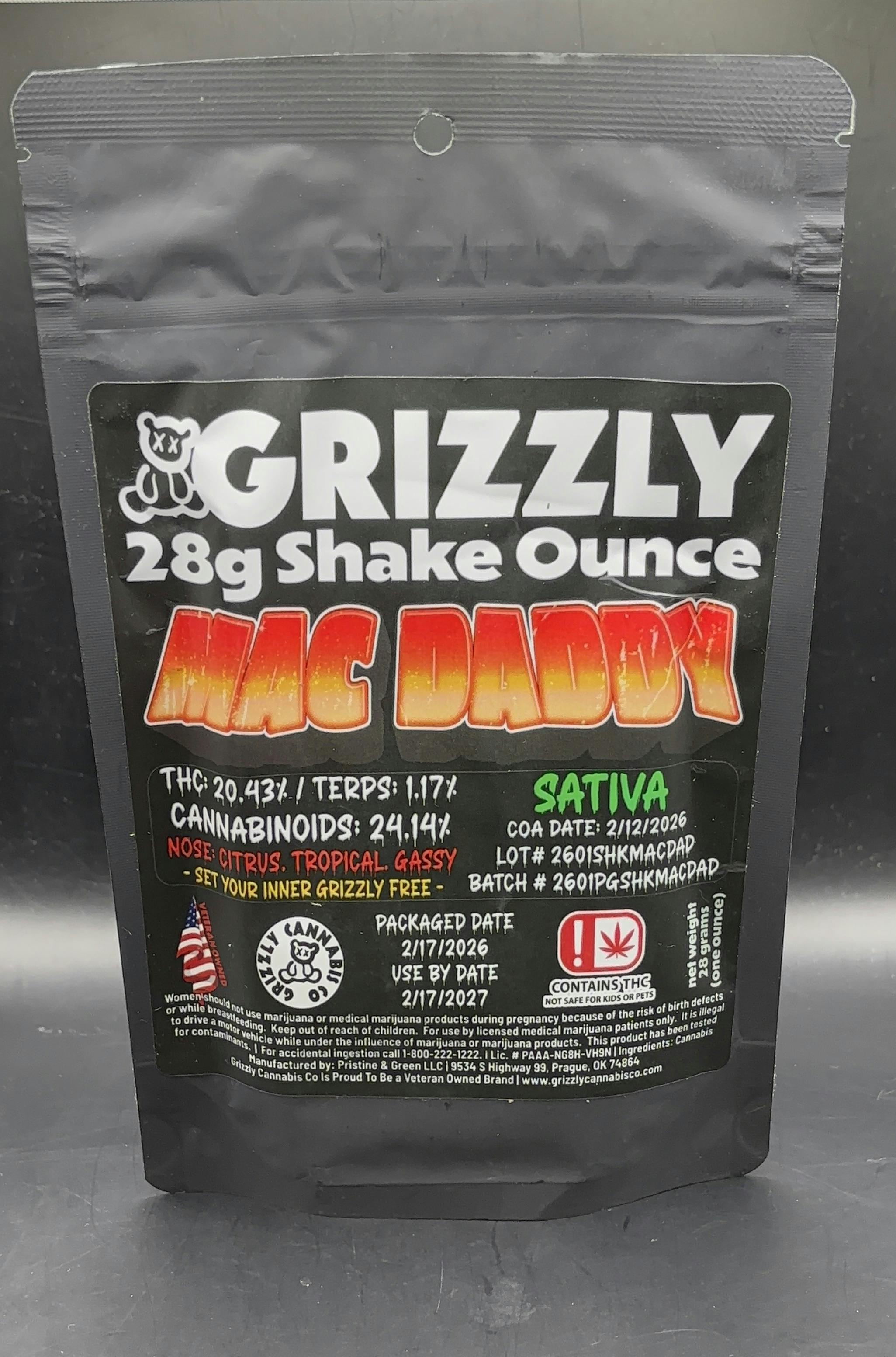 Grizzly - Mac Daddy - Pre-Pack Shake (2oz/$30.17) (3oz/$38.79)