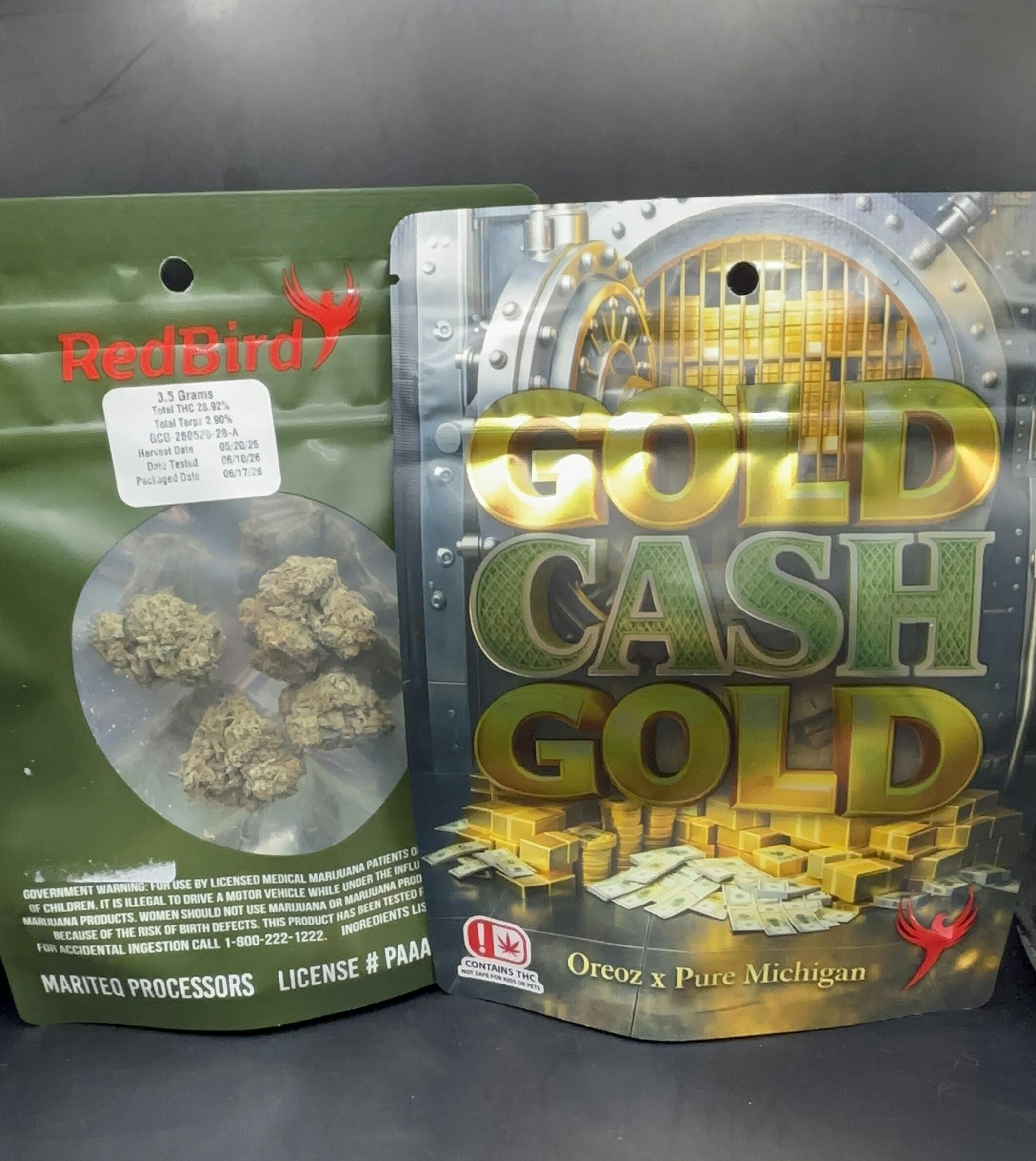 Red Bird - Gold Cash Gold - Discount Pre-Pack Flower (7G/$30.17) (14G/$51.72)