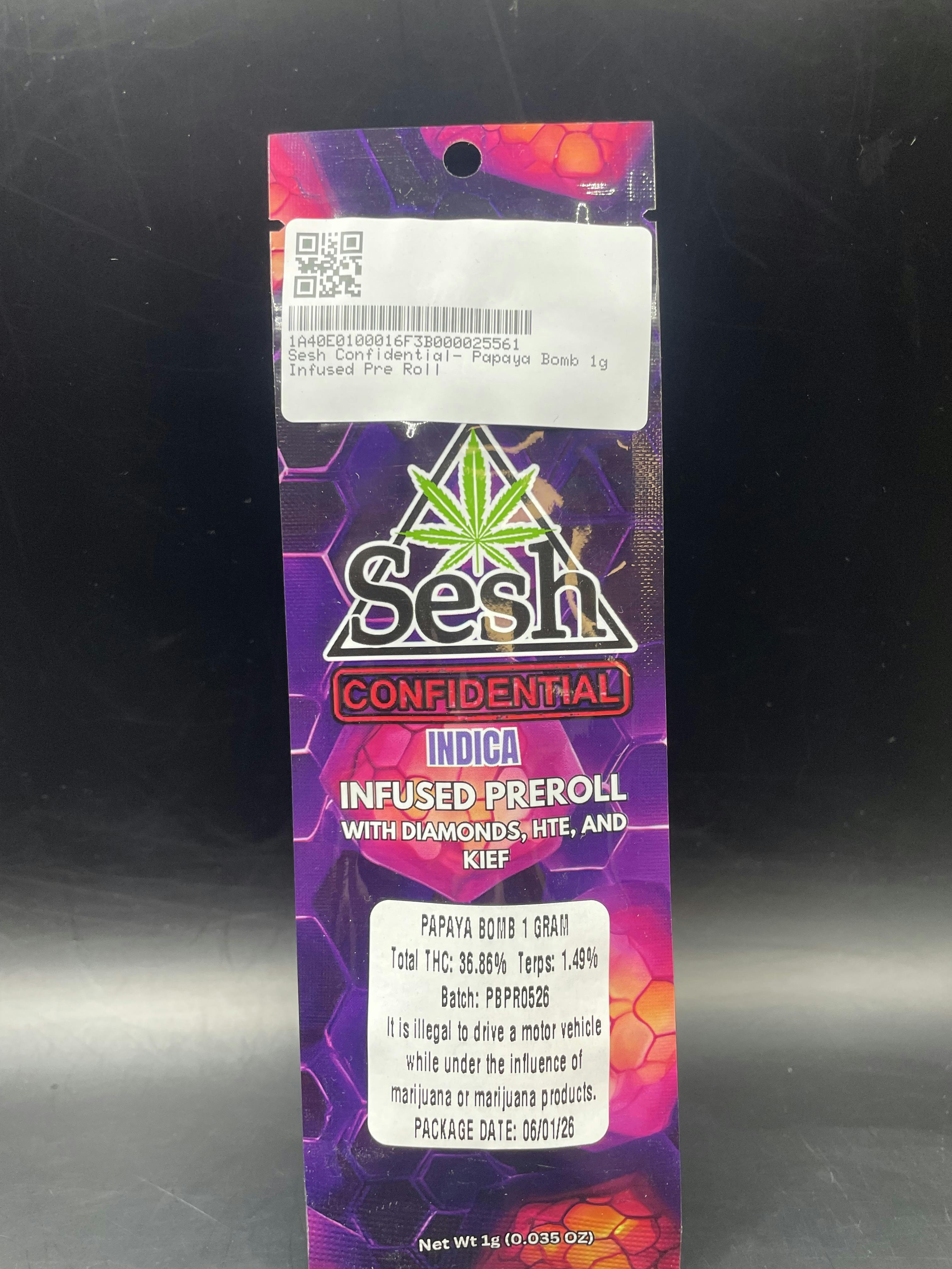 Sesh Confidential - Papaya Bomb - 1G Infused Pre Roll