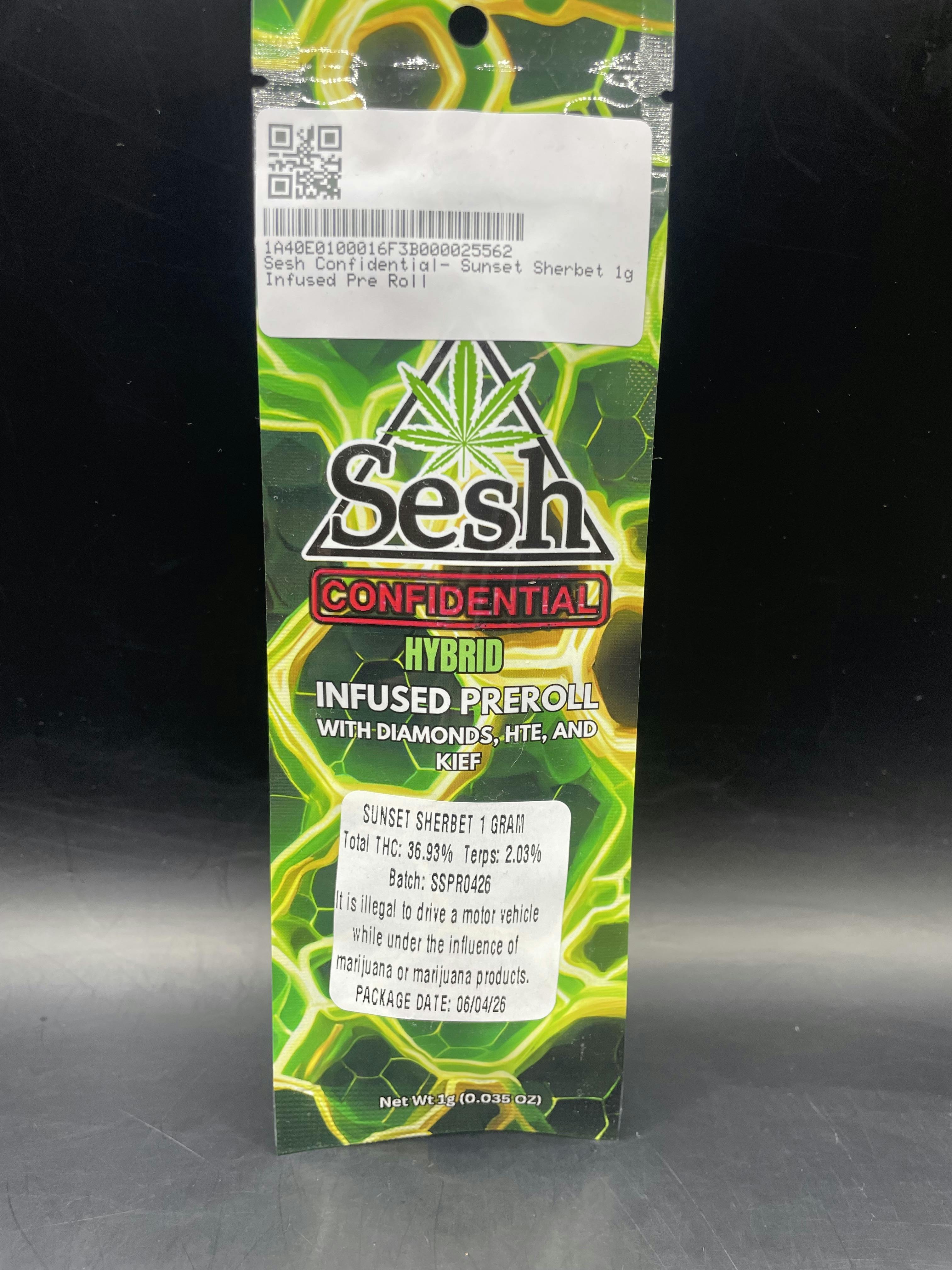 Sesh Confidential - Sunset Sherbet - 1G Infused Pre Roll