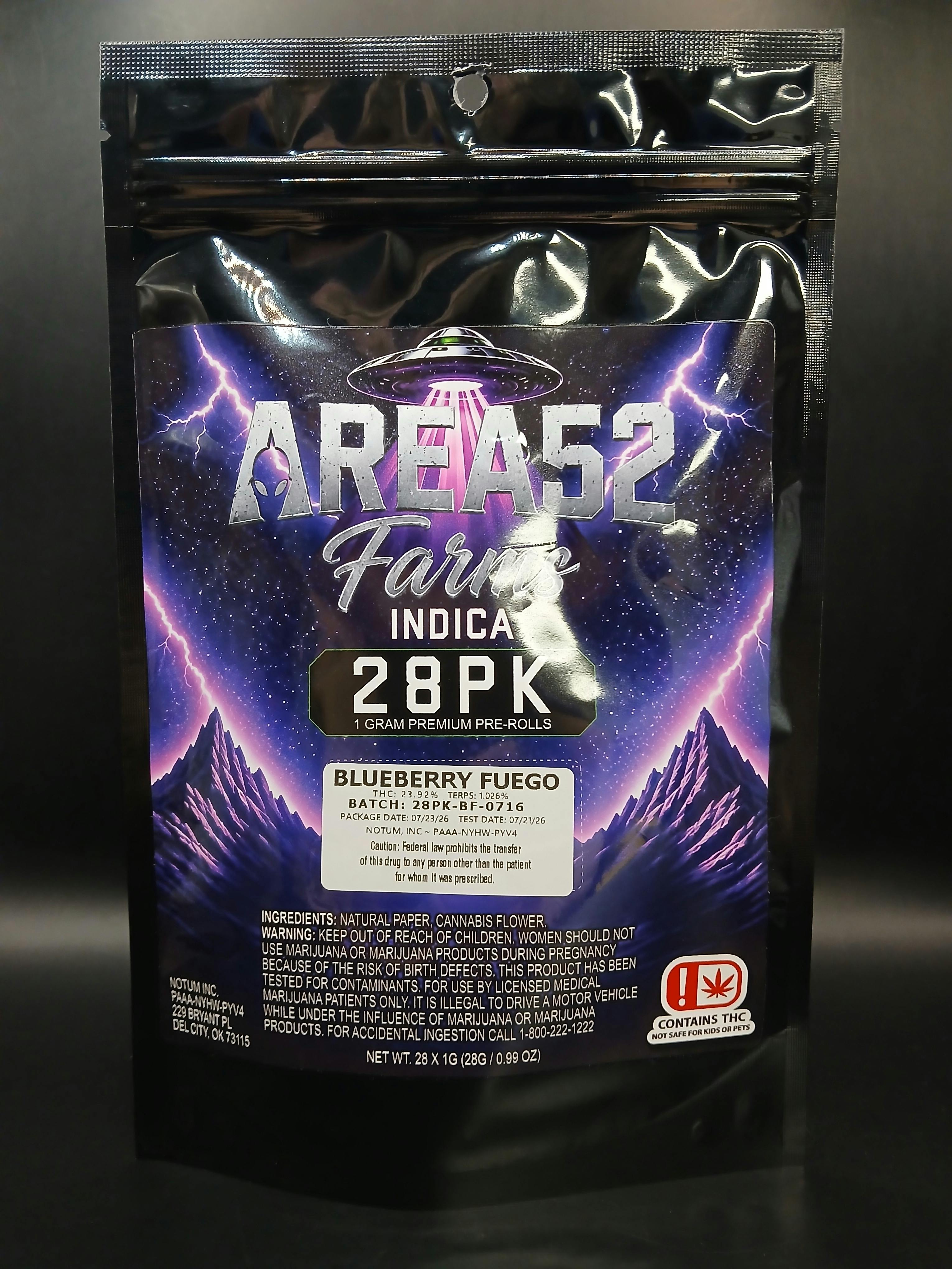Area 52 - Blueberry Fuego 1g Preroll (28PK-$25.93)