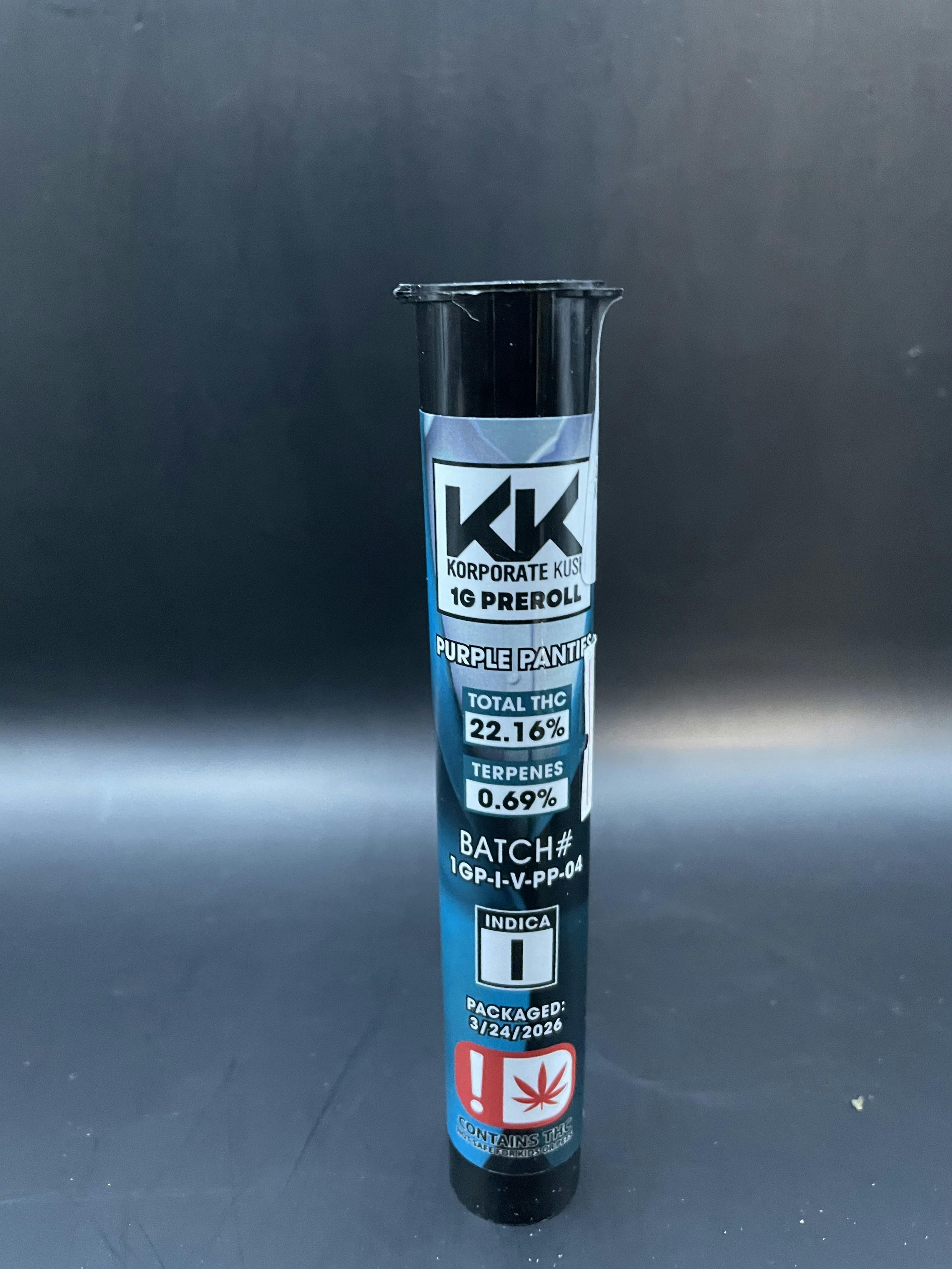 Korp Kush - Purple Panties - 1G Pre Roll (3G/$4.33) (20G/$25.95)
