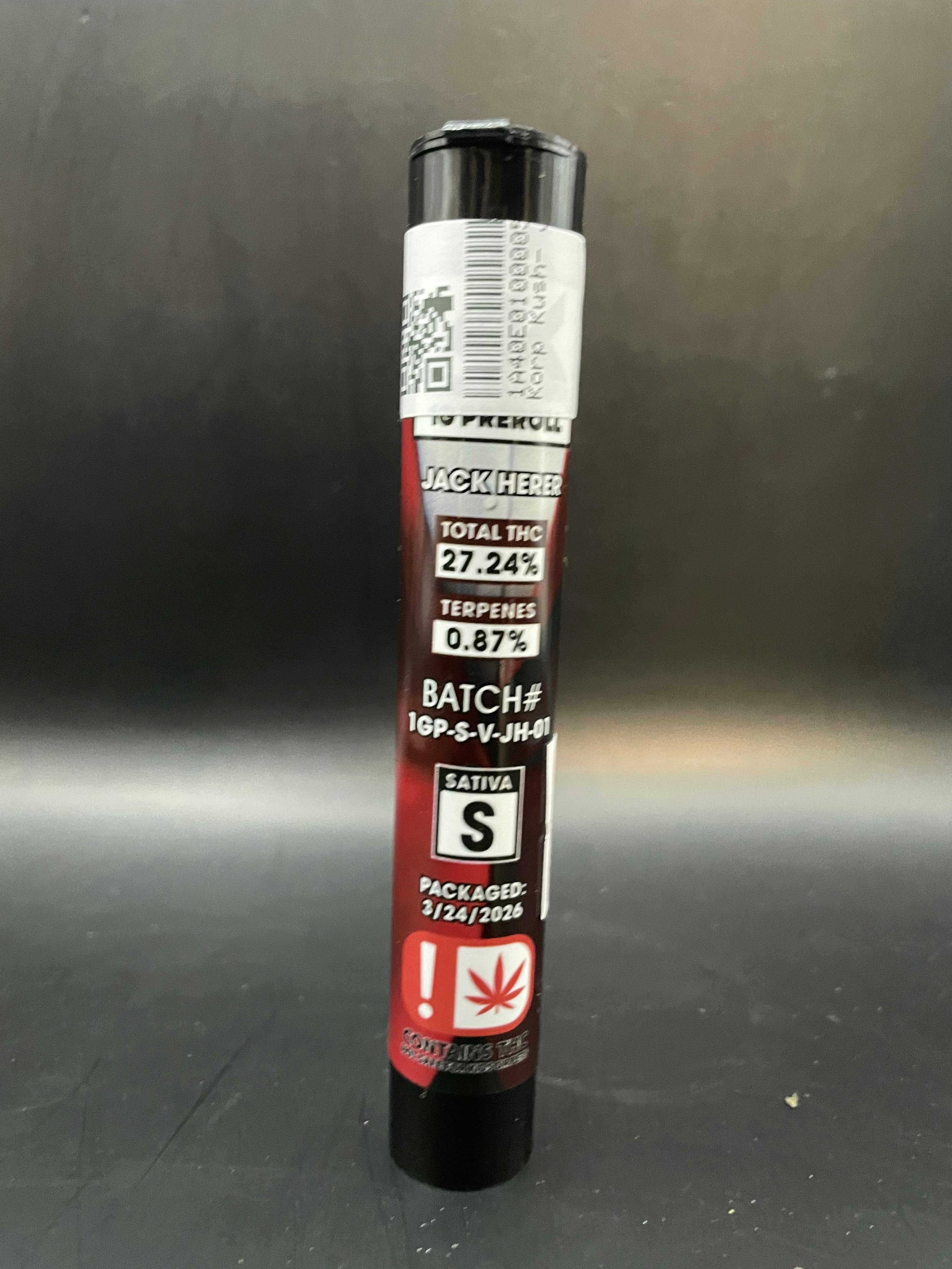 Korp Kush - Jack Herer - 1G Pre Roll (3G/$4.33) (20G/$25.95)