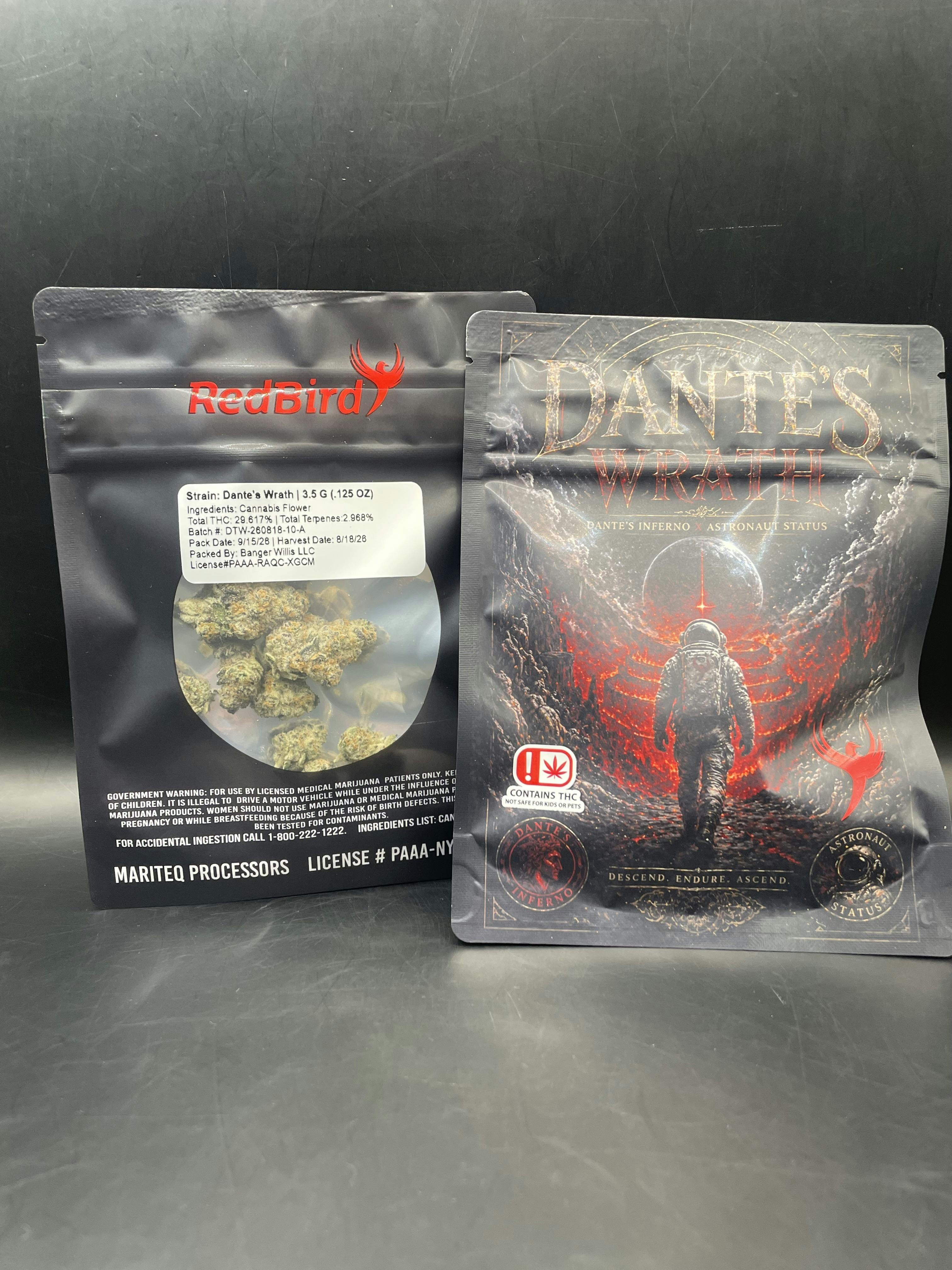 Red Bird - Dante's Wrath Flower (3.5g-$17.29 | 7g-$30.25 | 1 Oz-$95.07)