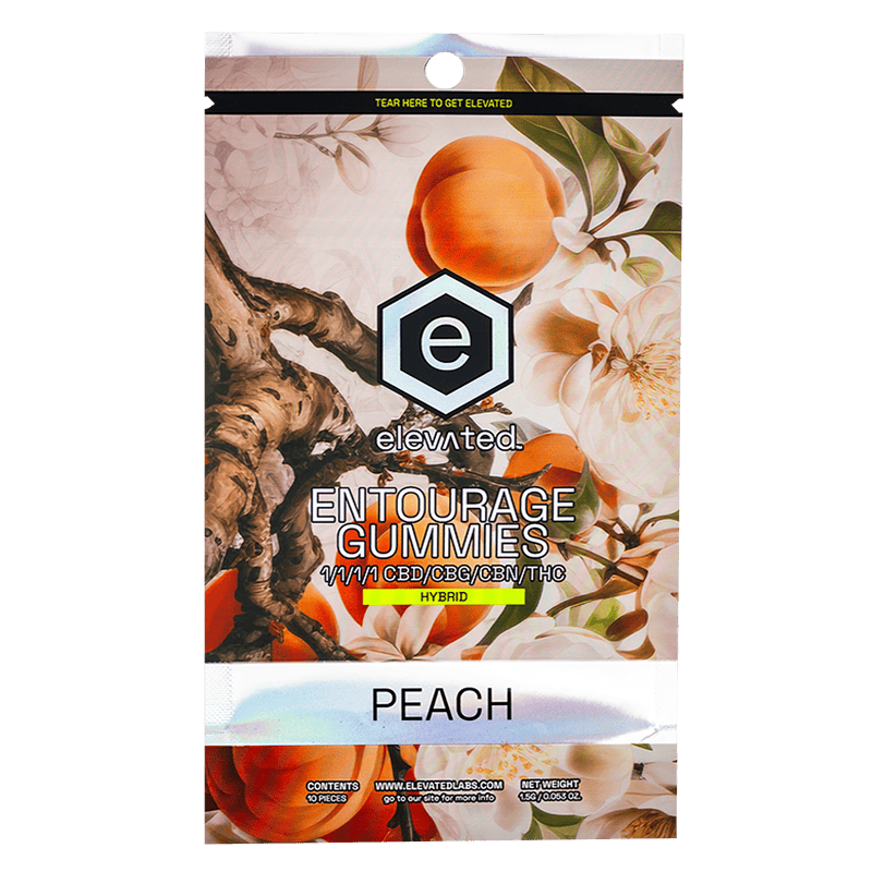 Elevated - Rare Gummies - 100mg - Peach ENTOURAGE (H) - 1:1:1:1 CBD:CBG:CBN:THC