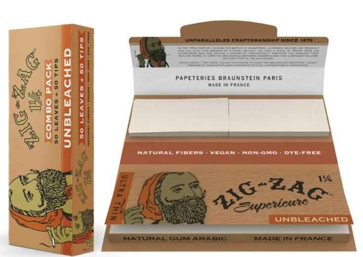 Zig-Zag - Unbleached - 1 1/4 papers & tips