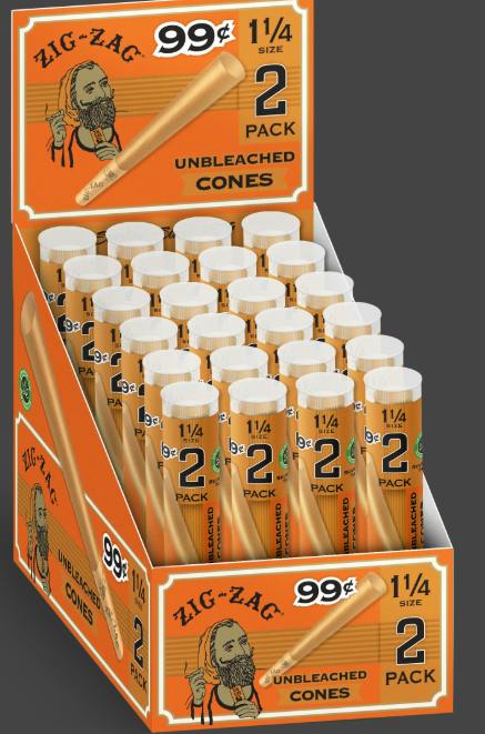 Zig-Zag - 1 1/4 Unbleached Hemp Cones 2 pack
