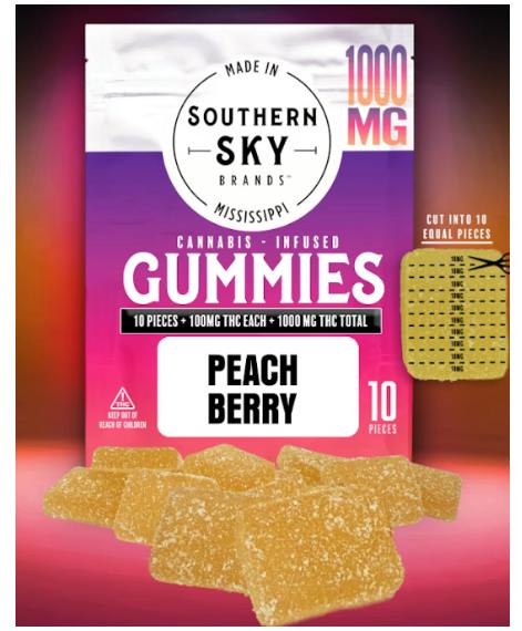 Southern Sky Brands | 1000mg | Peach Berry | Cannabis-Infused Gummies