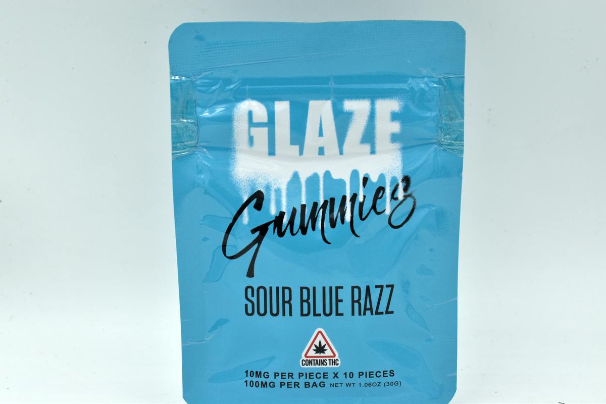 Glaze - 100mg Blue Razz Sour Gummies (Rec)