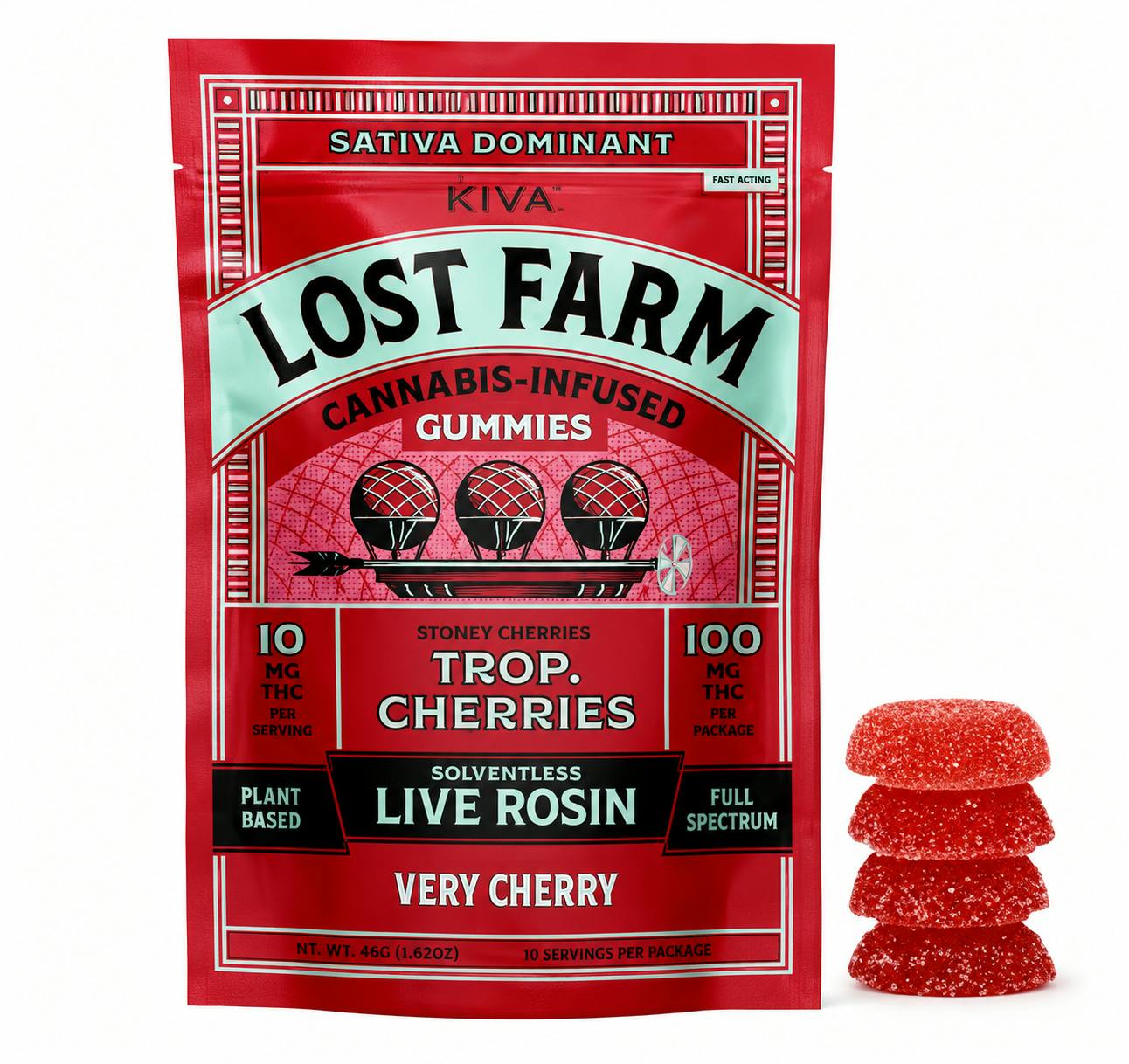 Very Cherry 'Trop. Cherries' Live Rosin Gummies | 100mg | 10ct | 10mg/ea