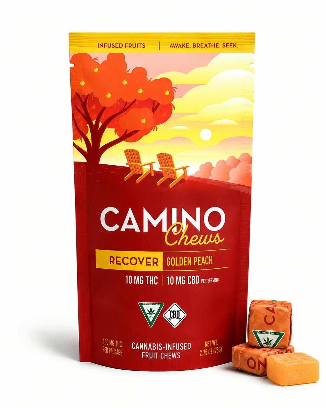 CAMINO | EDIBLES | (CHEWS) | 100MG | - RECOVER | GOLDEN PEACH