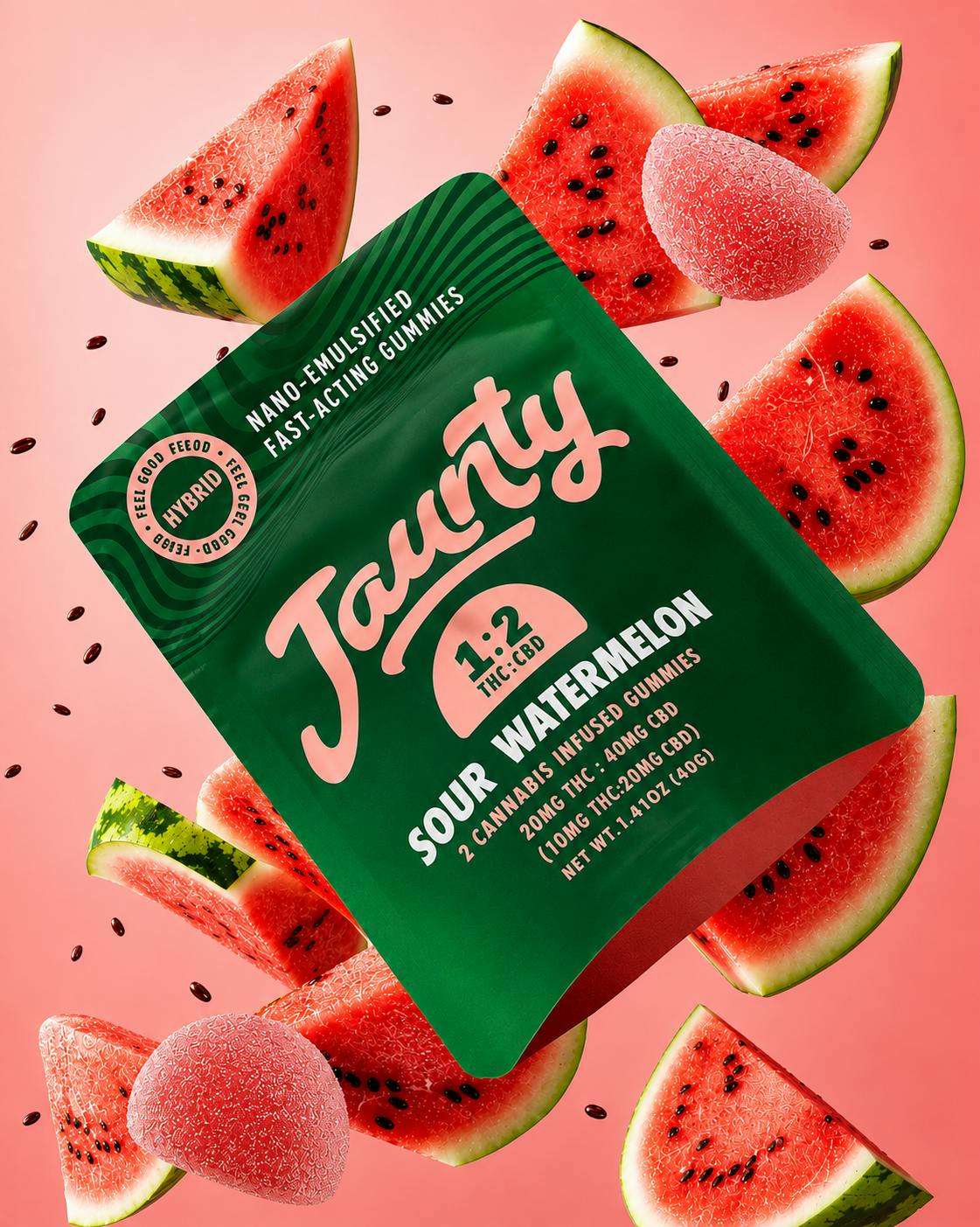 Sour Watermelon 2:1 CBD:THC Gummies | 20mg | 2ct | 10mg/ea