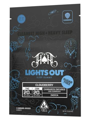 Lights Out | Cloudberry 1:1 THC:CBN Gummies | 100mg | 5ct | 20mg/ea
