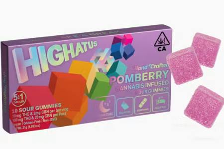 Highatus | Pomberry 5:1 THC:CBN Sour Gummies | 100mg | 10ct | 10mg/ea