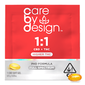 Single - 1:1 CBD:THC Max Soft Gels - 100mg - Care By Design