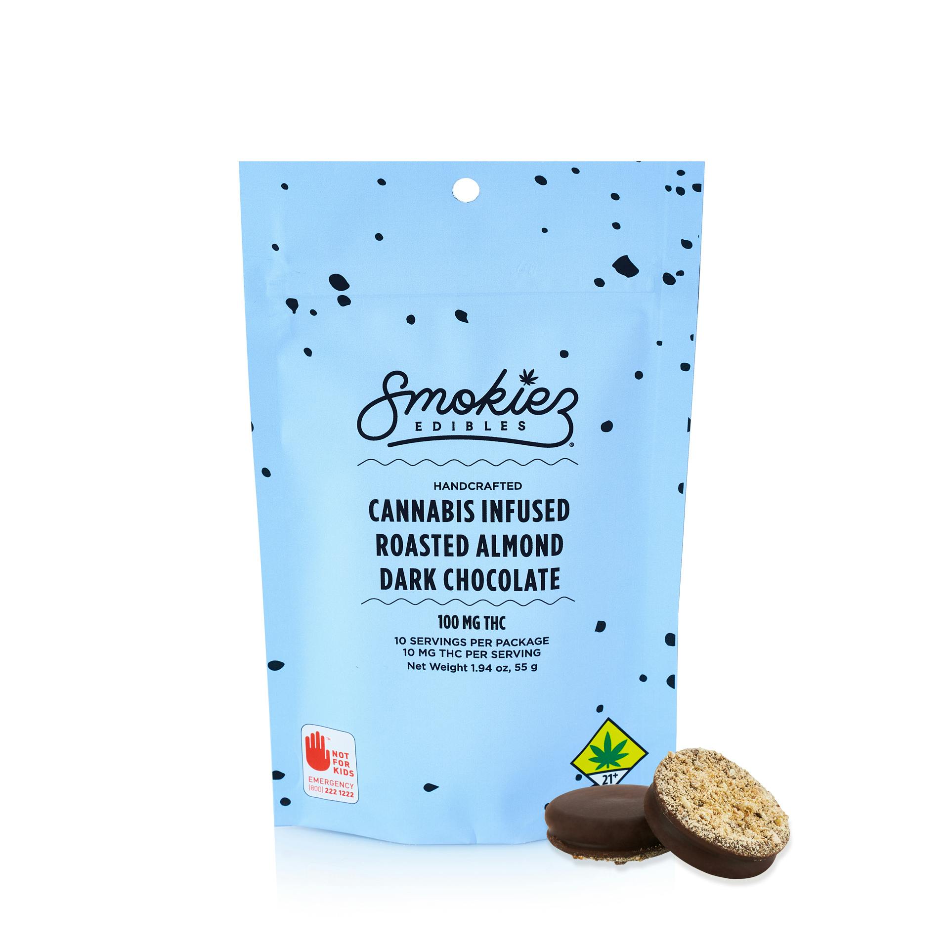 Dark Chocolate Roasted Almond, 100mg THC WA Smokiez Edibles