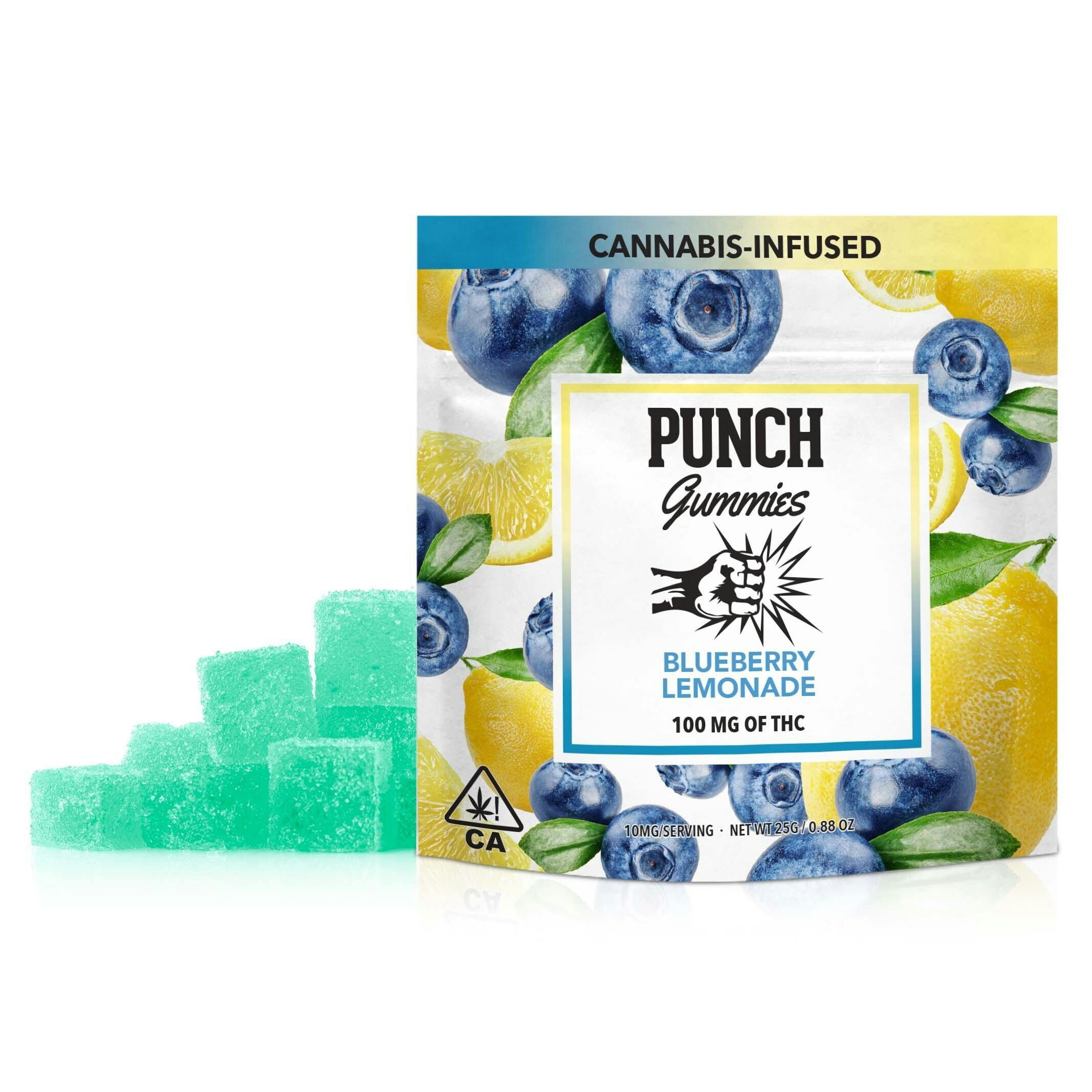 Blueberry Lemonade Gummies 100mg Punch Edibles & Extracts