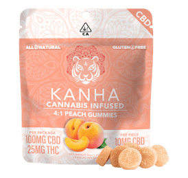 KANHA | 4:1 CBD:THC | Peach | 100mg CBD/25mg THC | 10-pack