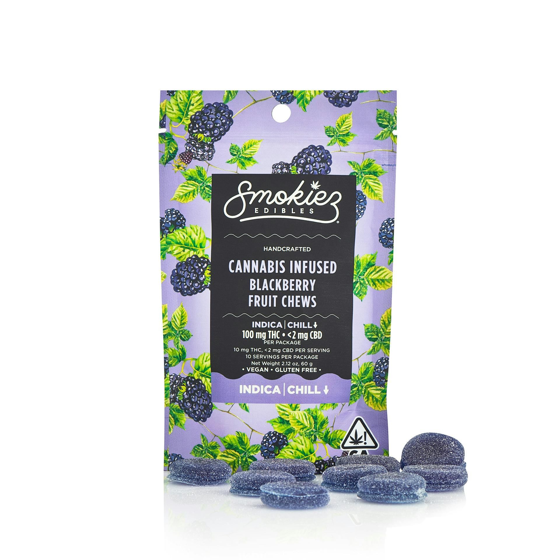 Smokiez Edibles — Smokiez Blackberry INDICA 100mg THC Fruit Chews - CA