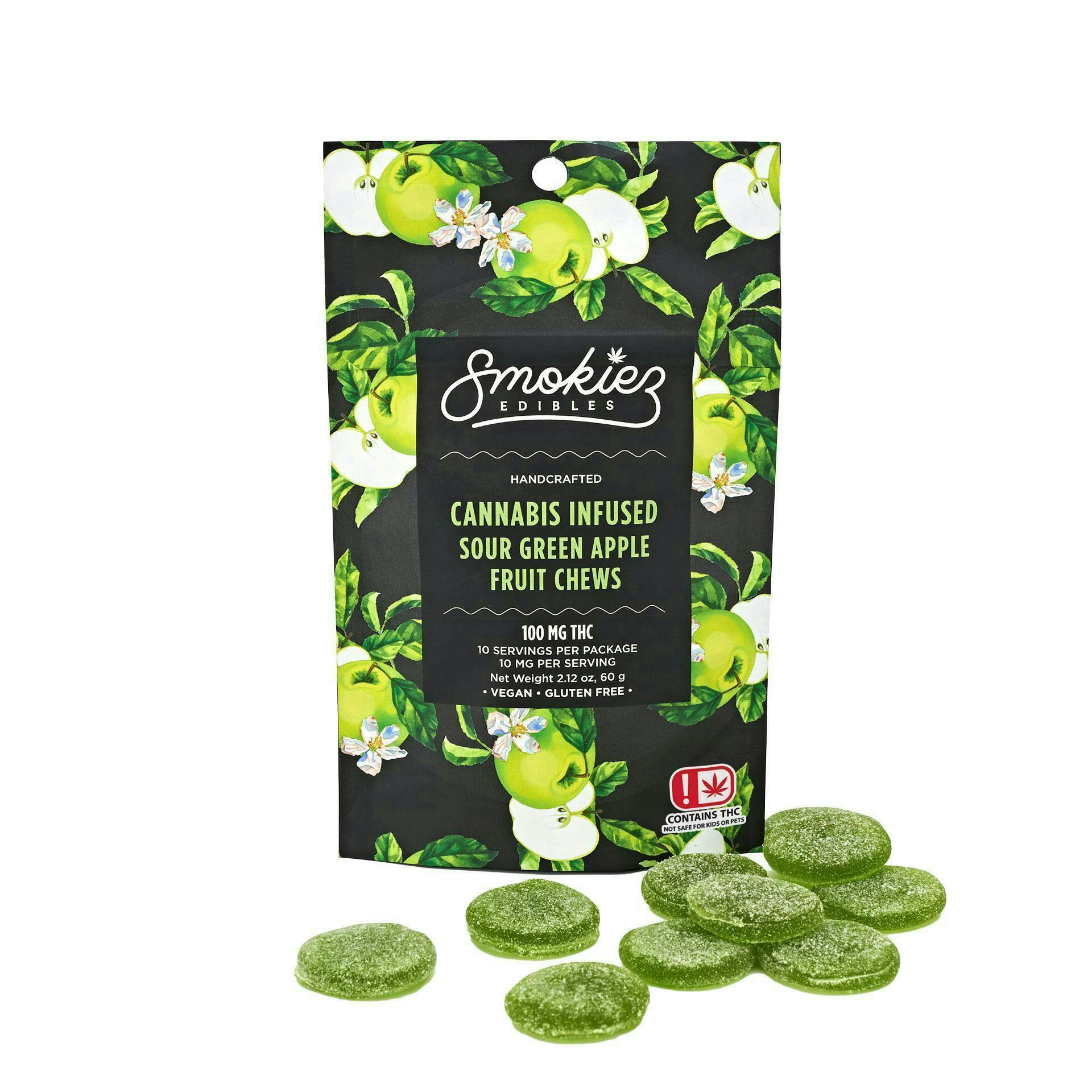 Sour Green Apple Gummies | 100mg | 10ct | 100mg/ea by Smokiez Edibles
