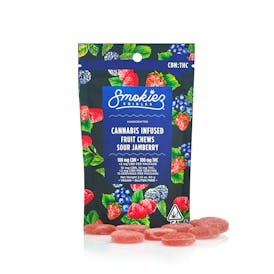 Sour Jamberry 100mg CBN : 100mg THC 1:1 Fruit Chews - CA