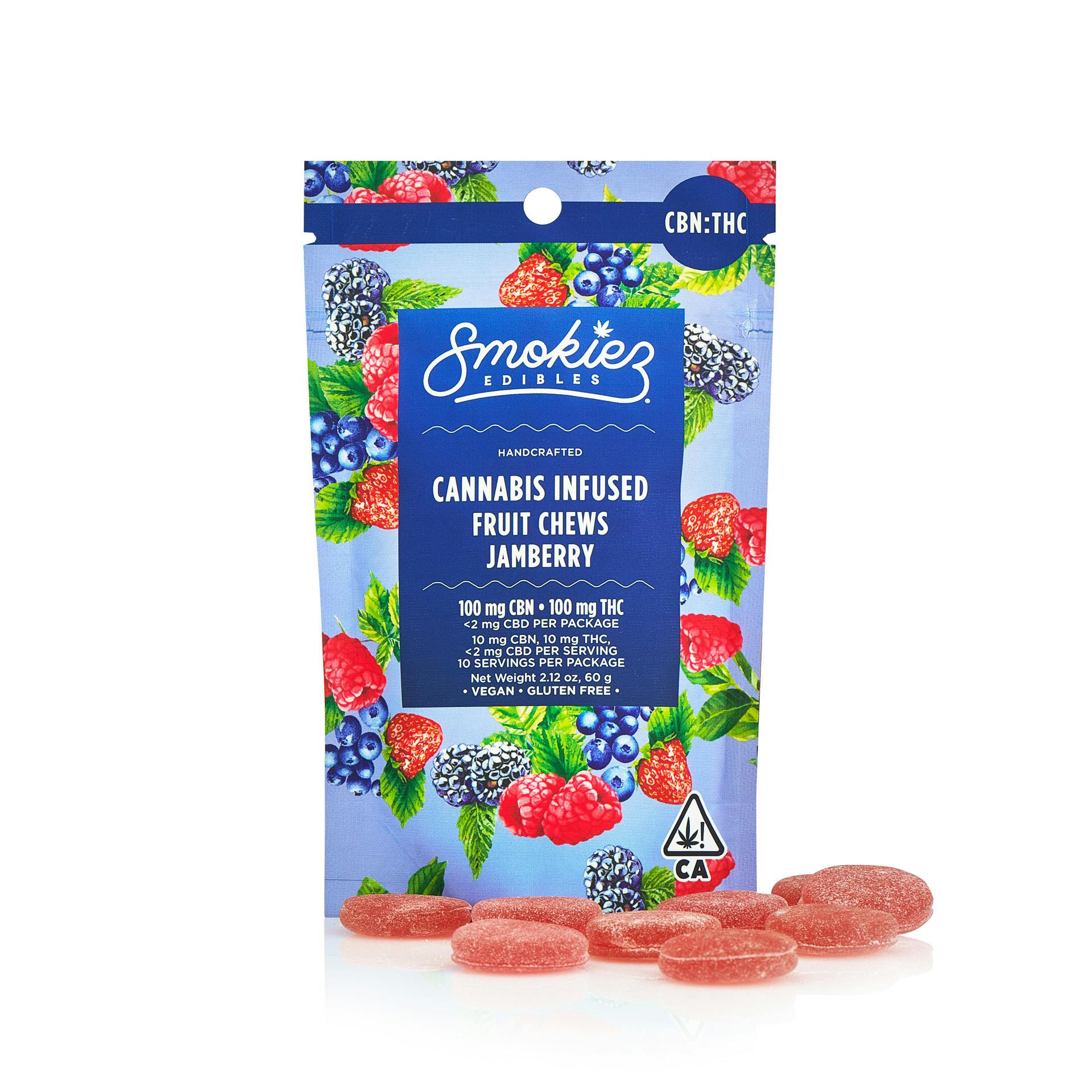 Jamberry 100mg CBN : 100mg THC 1:1 Fruit Chews - CA
