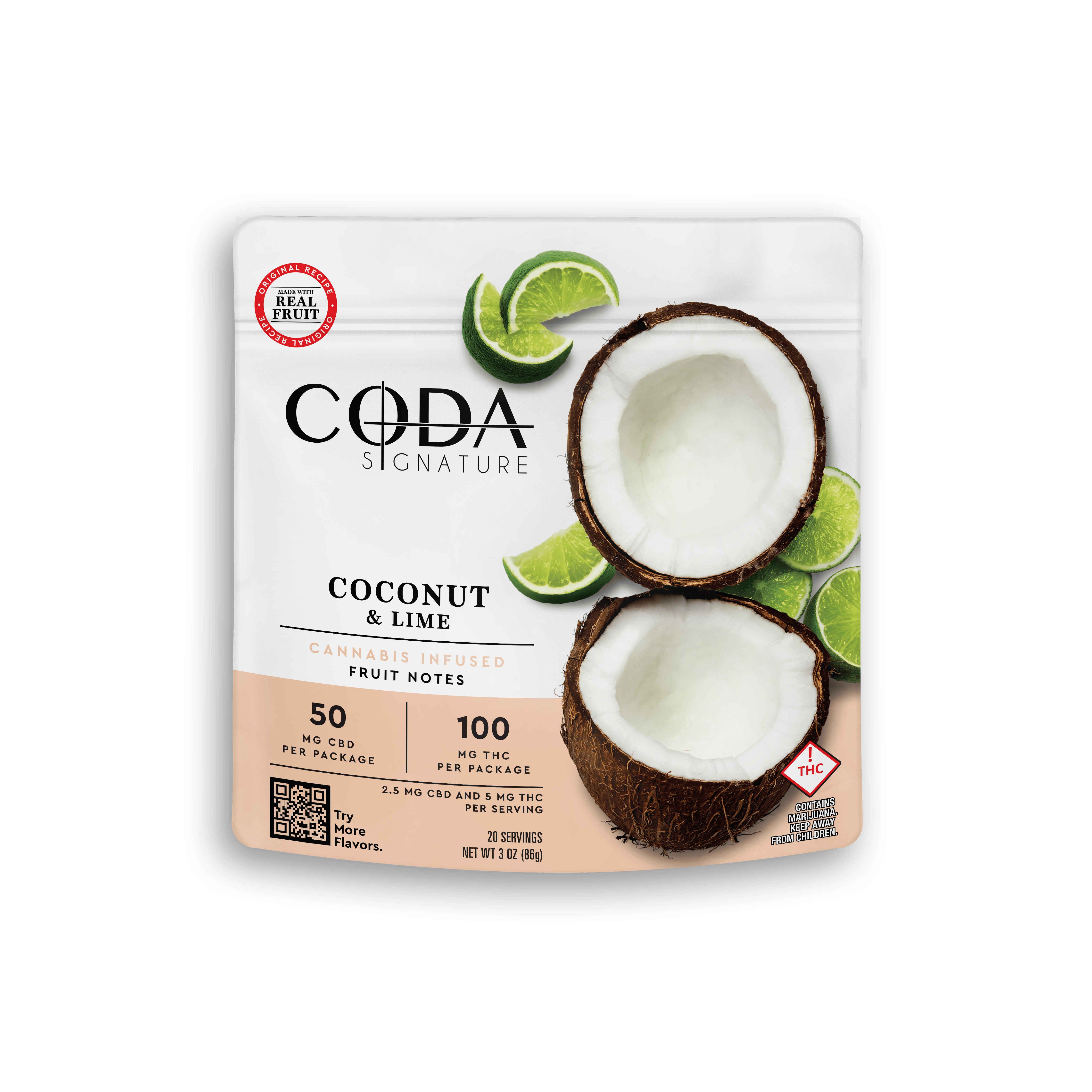 Coconut & Lime Fruit Notes | 50mg CBD: 100mg THC