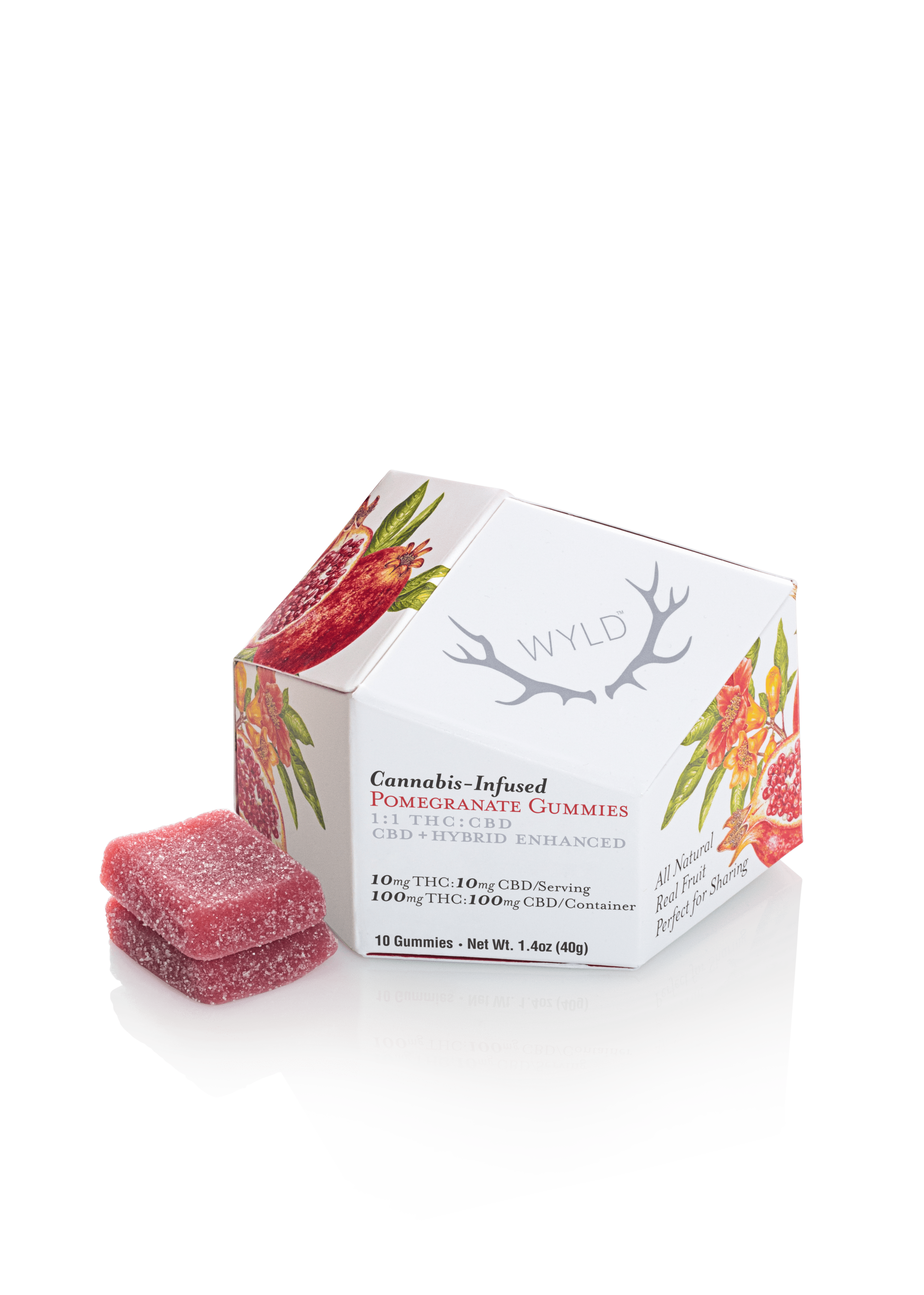 Pomegranate 1:1 CBD + Hybrid Enhanced Gummies 100:100mg