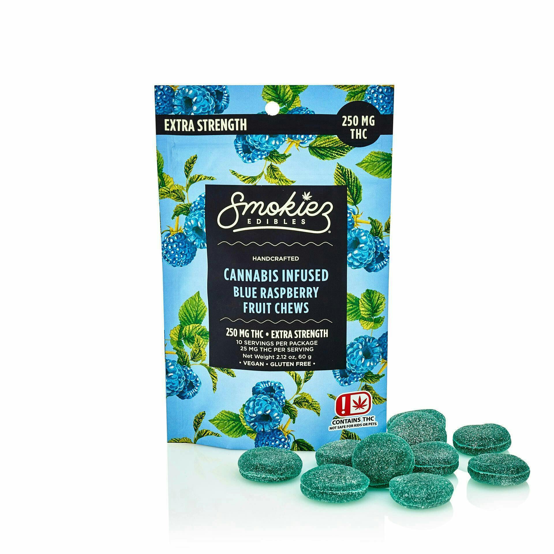 Blue Raspberry Fruit Chews | 250mg | 10ct | 25mg/ea