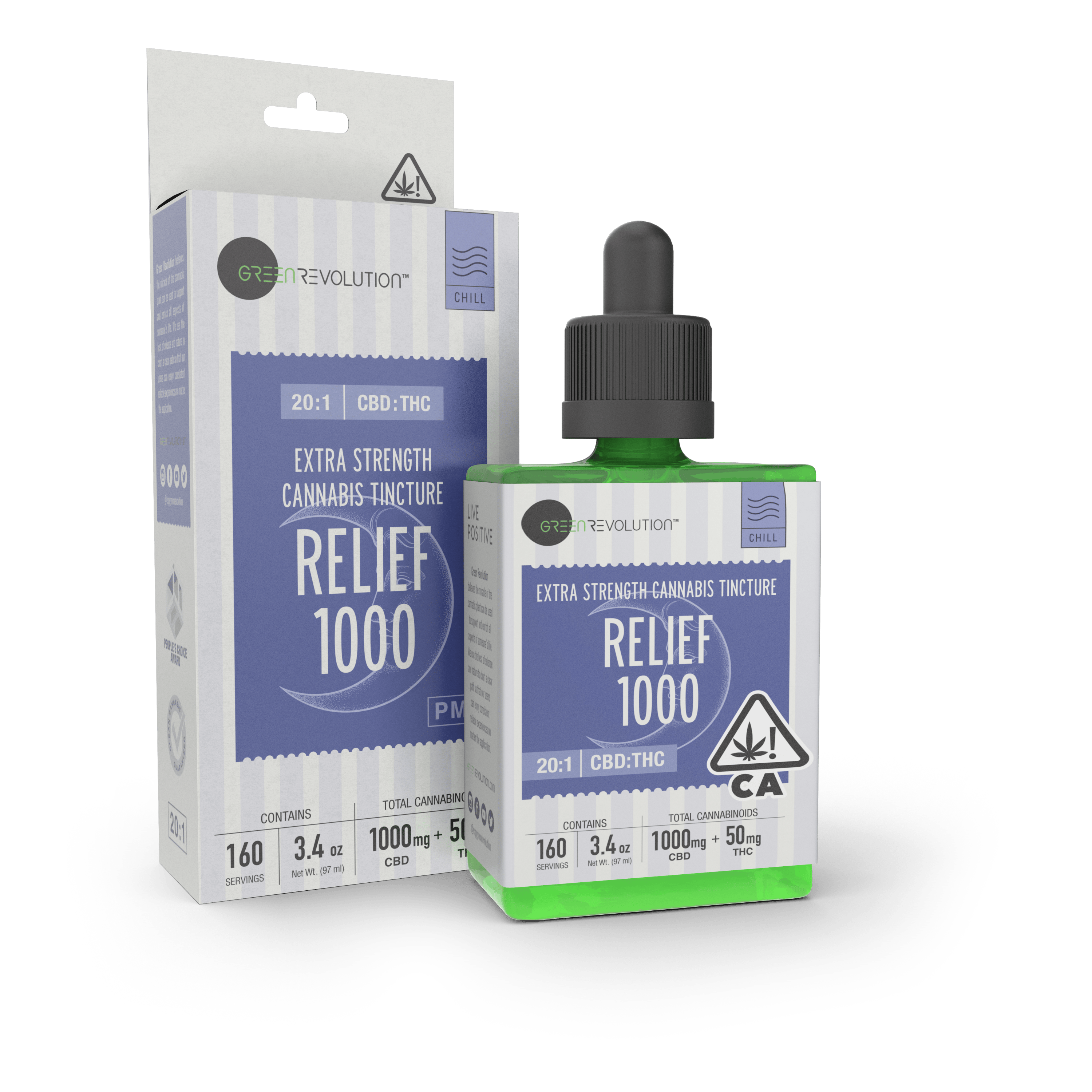 Relief 1000 PM - 20:1 CBD:THC Water Tincture