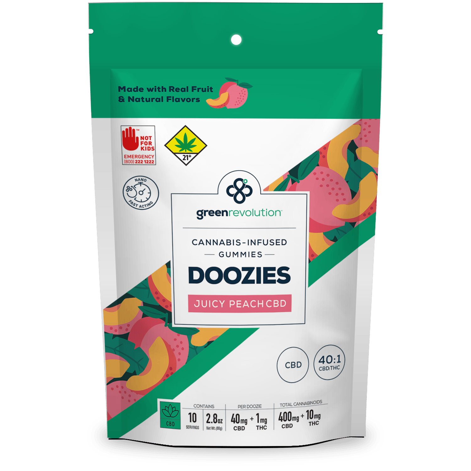 Doozies- Juicy Peach CBD 40:1 (10 Pack) (WA)