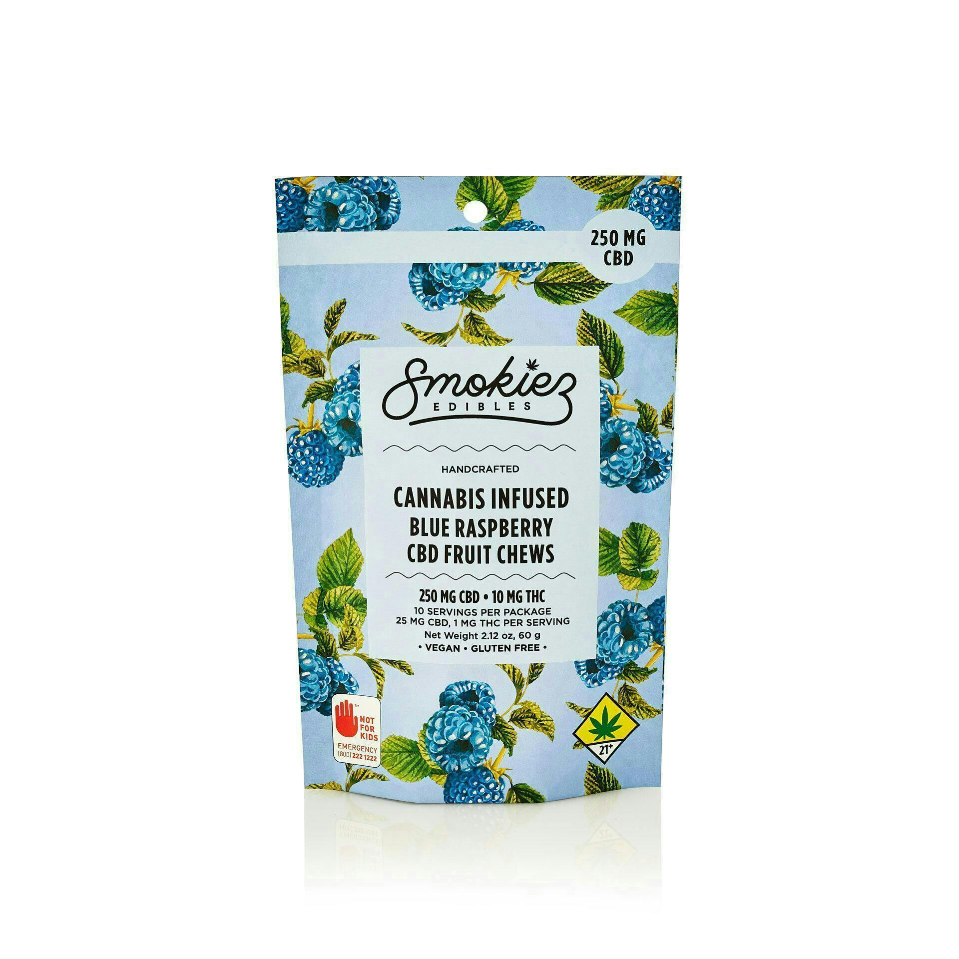 Blue Raspberry Gummies CBD:THC 25:1 | 10mg | 10ct | 10mg/ea by Smokiez Edibles