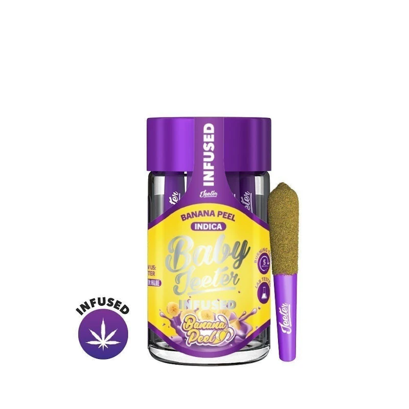 Jeeter Banana Peel · Baby Infused Minis · 0.5g each · 5pk, Infused Pre-Rolls