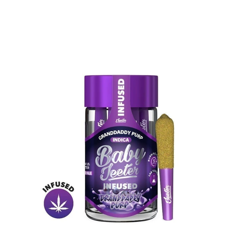 Jeeter Granddaddy Purp · Baby Infused Minis · 0.5g each · 5pk, Infused Pre-Rolls