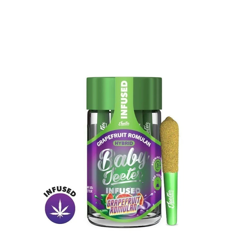 Jeeter Grapefruit Romulan · Baby Infused Minis · 0.5g each · 5pk, Infused Pre-Rolls