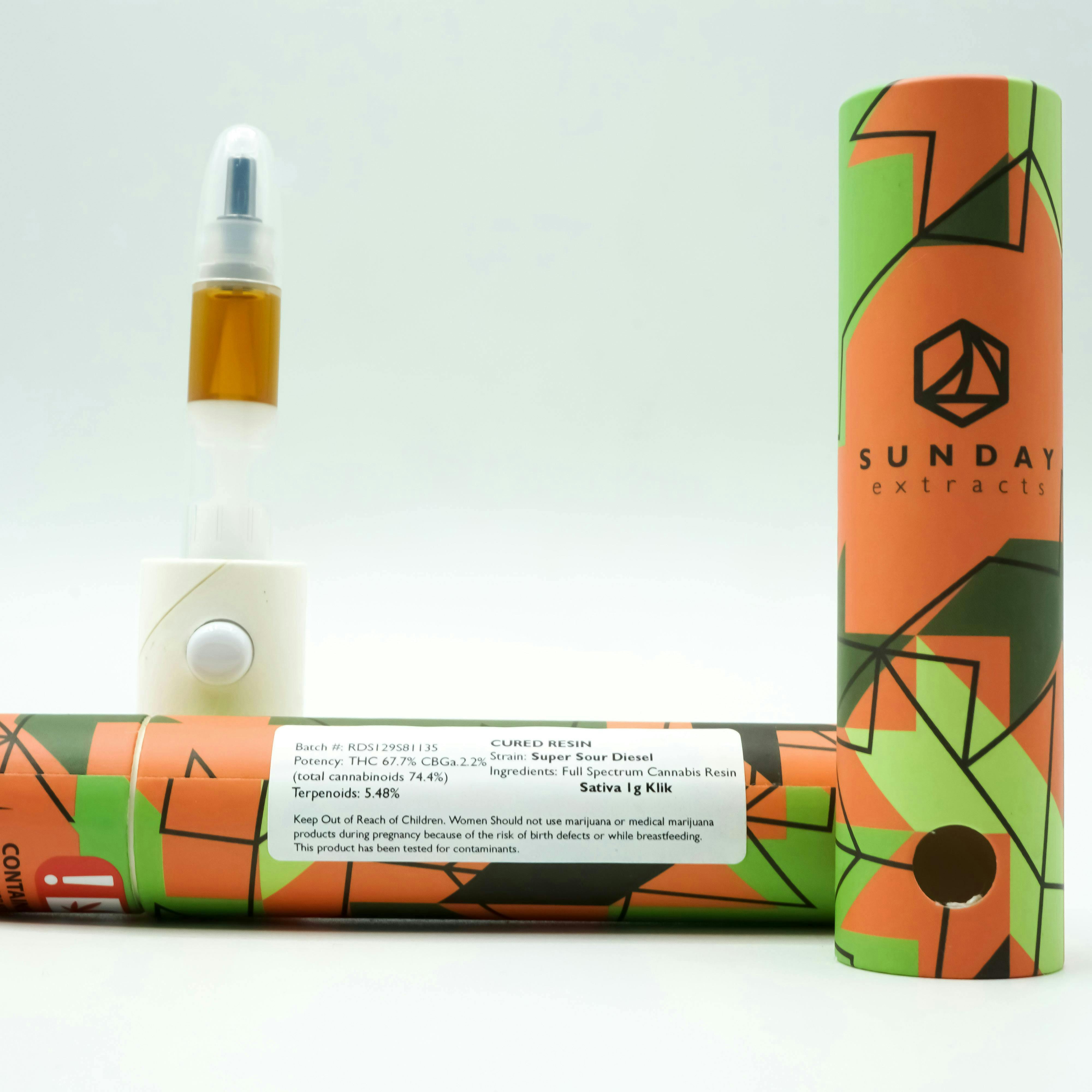 1g Cured Resin Klik - Super Sour Diesel - Sunday Extracts