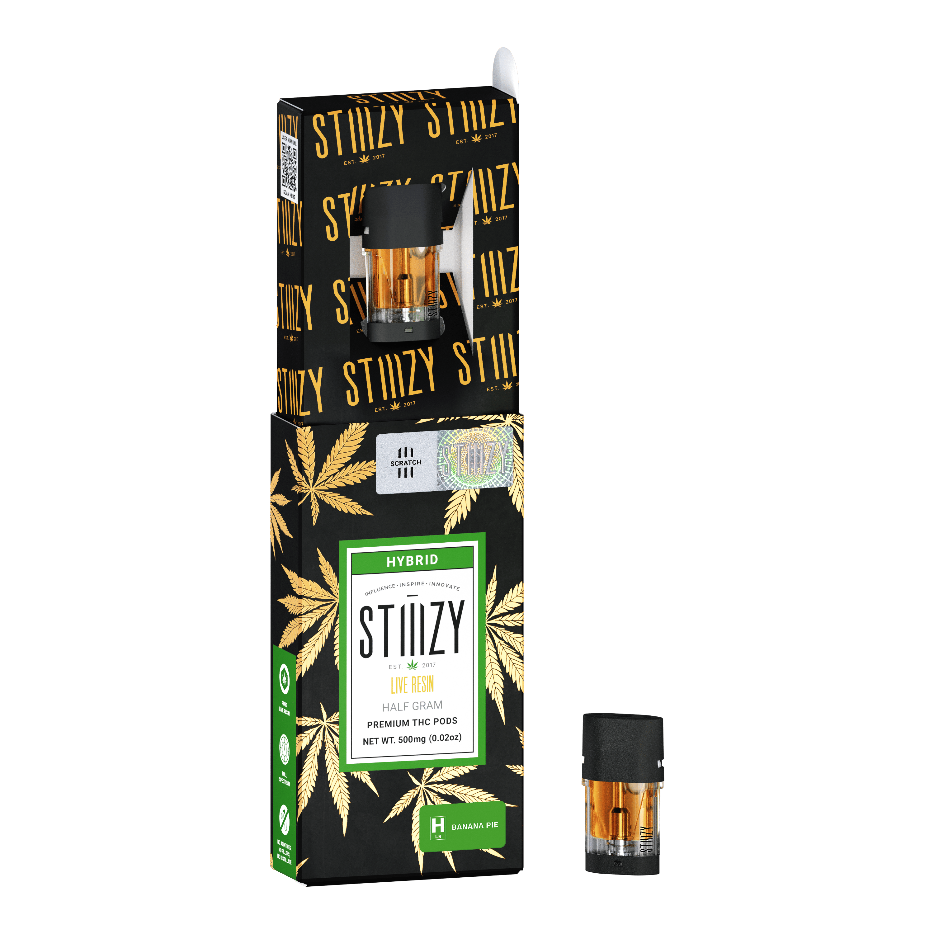 STIIIZY Vape Cartridge - BANANA PIE .5G Live Resin Pod - STIIIZY — Cartridges