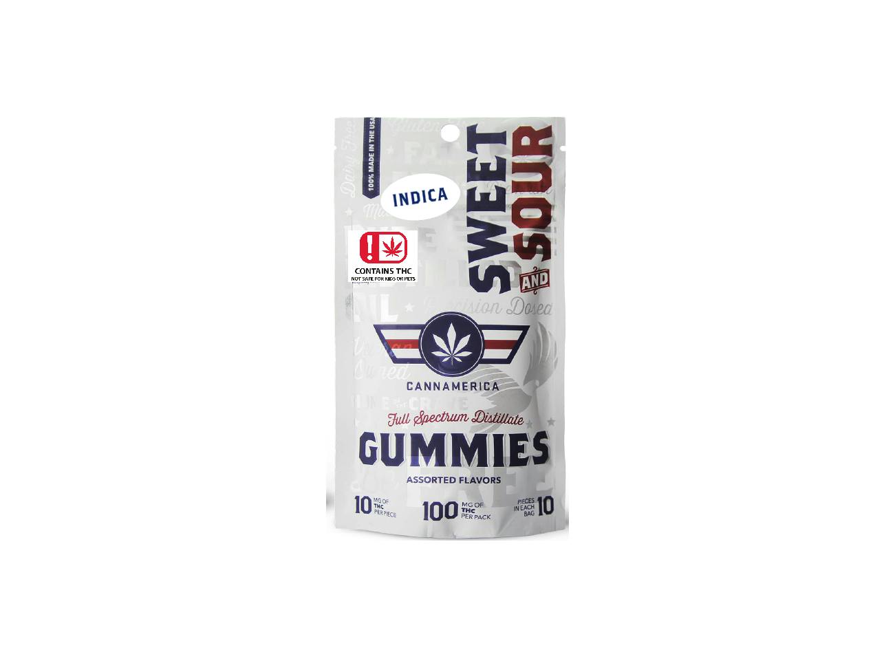 CannAmerica Sweet & Sour Indica Gummy: 100mg THC