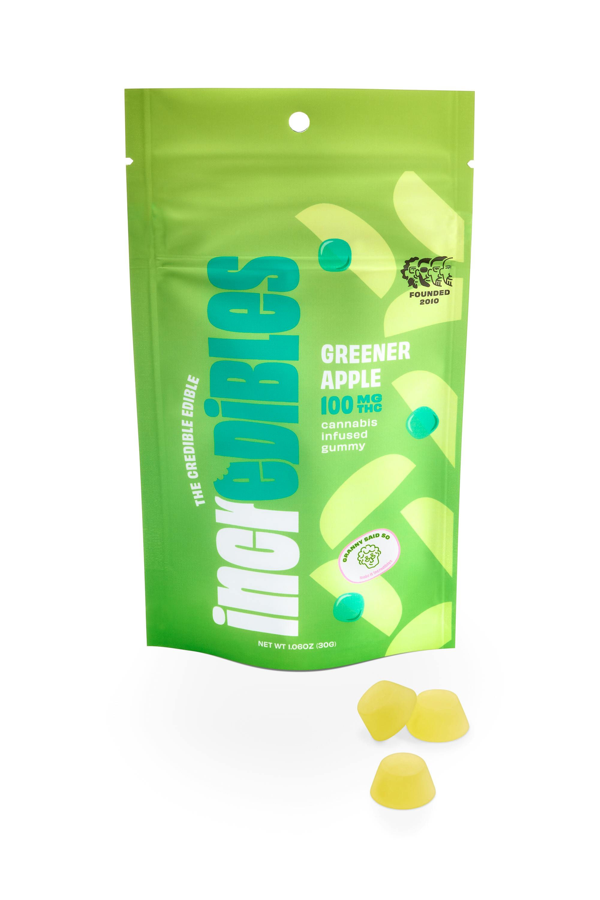 incredibles - Greener Apple - Gummies - 100mg at Nirvana Cannabis - Rosedale