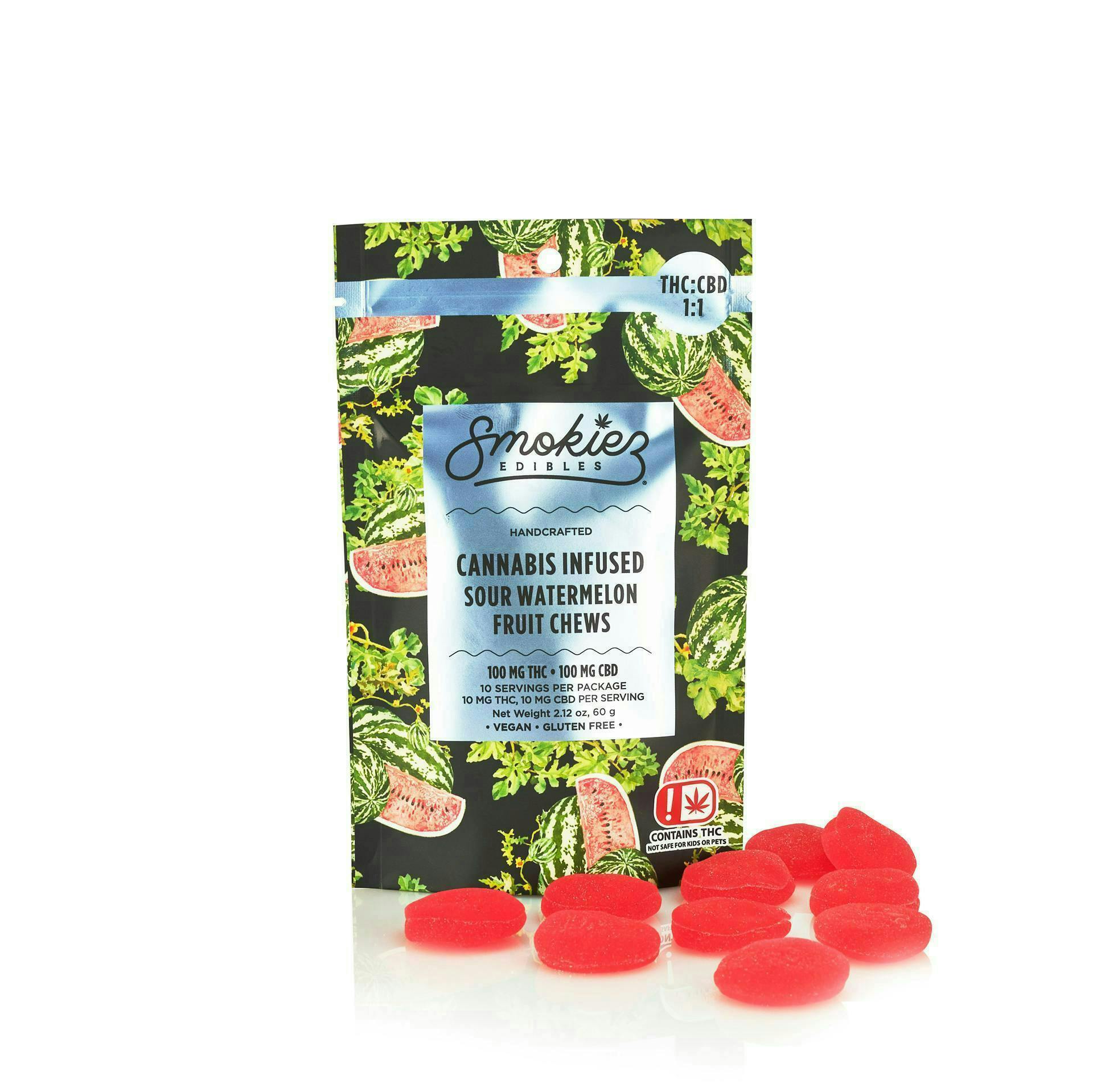 Sour Watermelon Gummies THC:CBD 1:1 | 100mg | 10ct | 10mg/ea