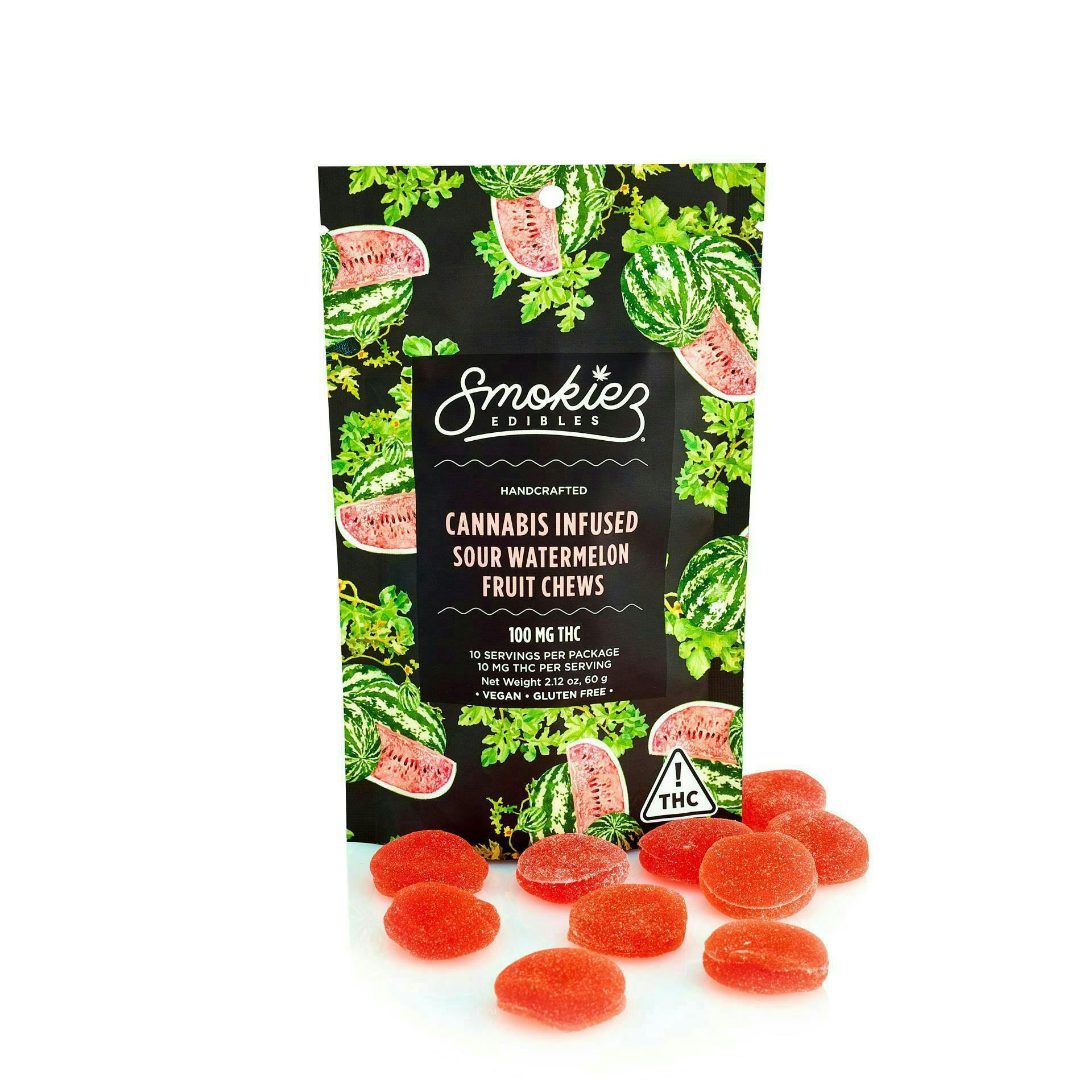 Sour Watermelon Gummies | 100mg | 10ct | 10mg/ea by Smokiez Edibles