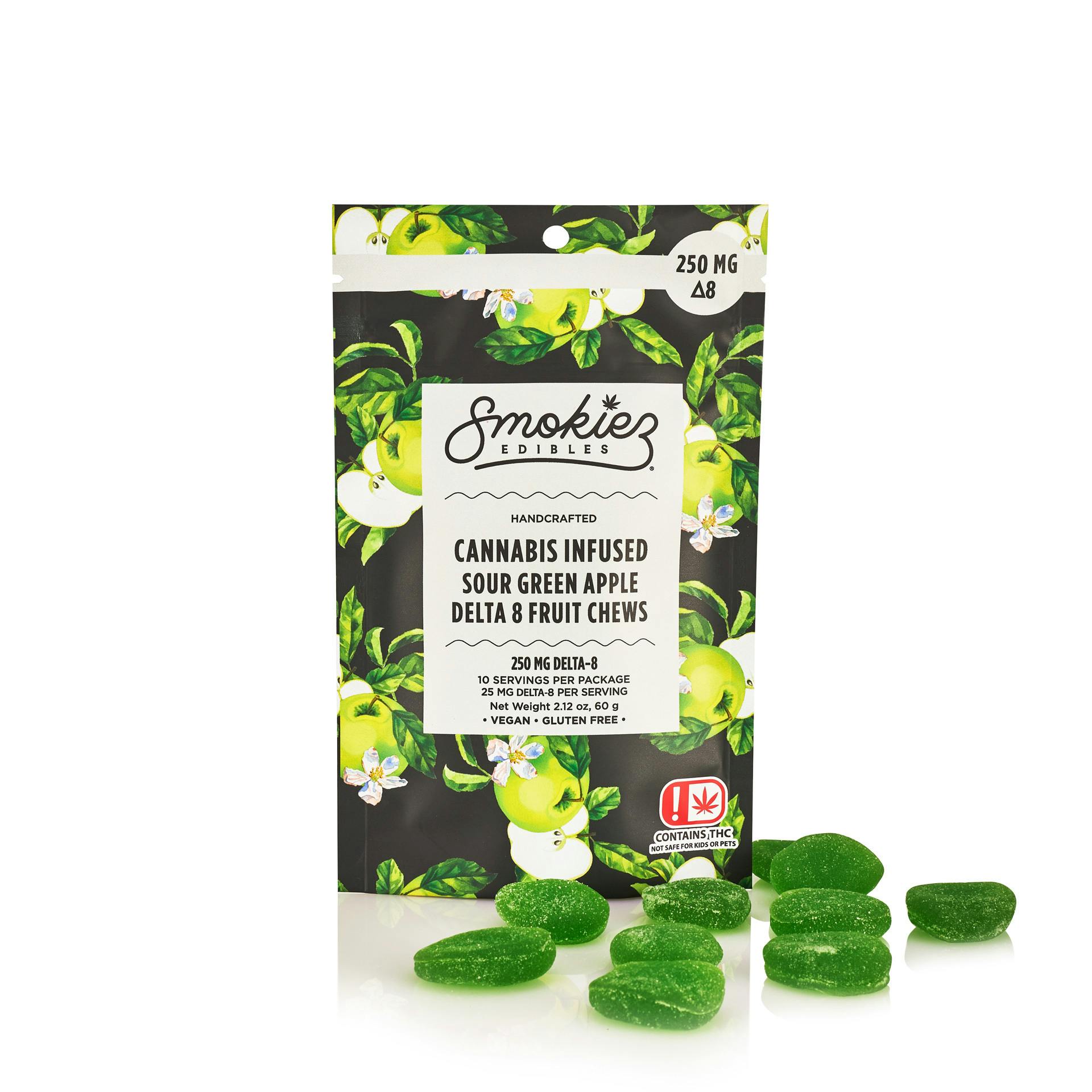 Sour Green Apple Chews, 250mg Delta-8 THC - OK