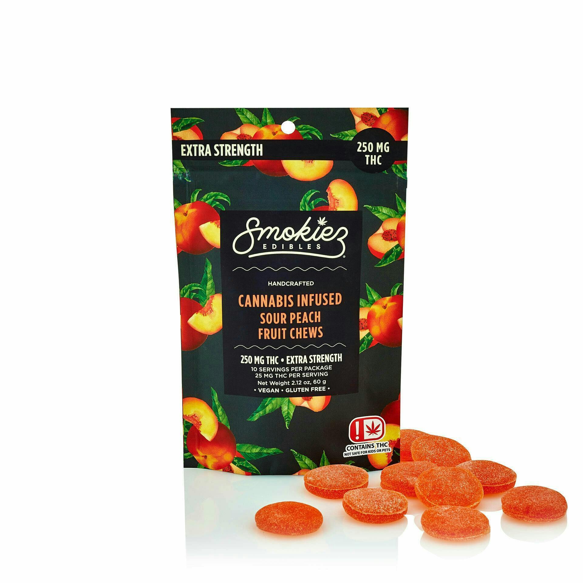 Sour Peach Fruit Chews | 250mg | 10ct | 25mg/ea