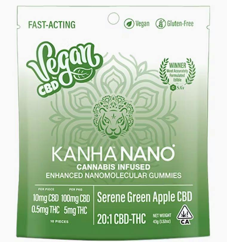 NANO | Serene Green Apple 20:1 CBD:THC | 5mg | 10ct | 0.5mg/ea