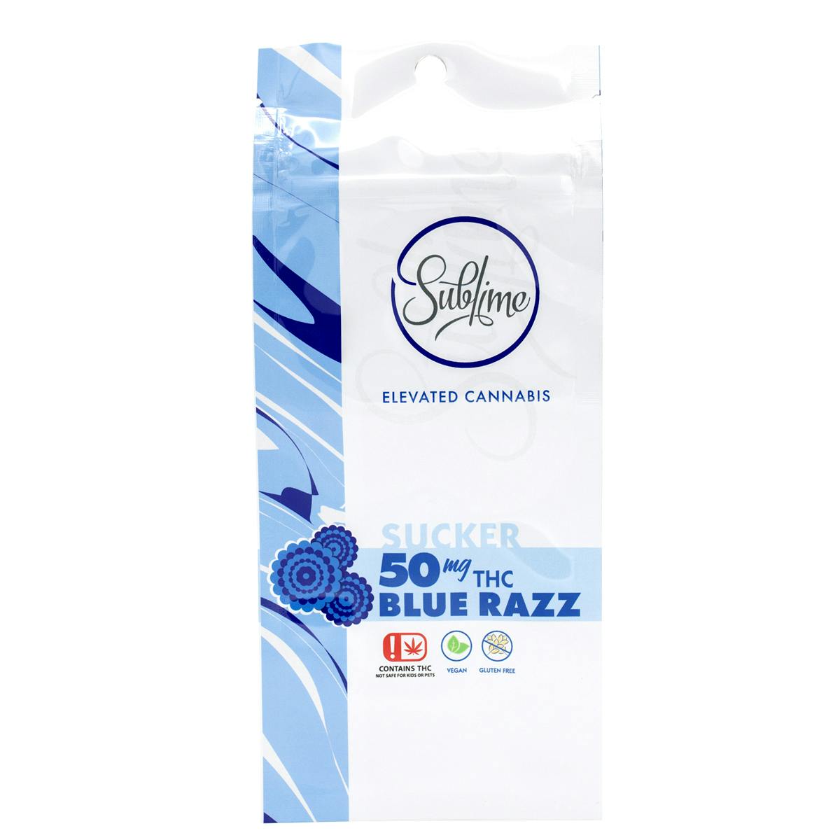 Sublime Sucker Blue Razz (50mg THC) at Urban Wellness Cannabis Dispensary - Hobbs