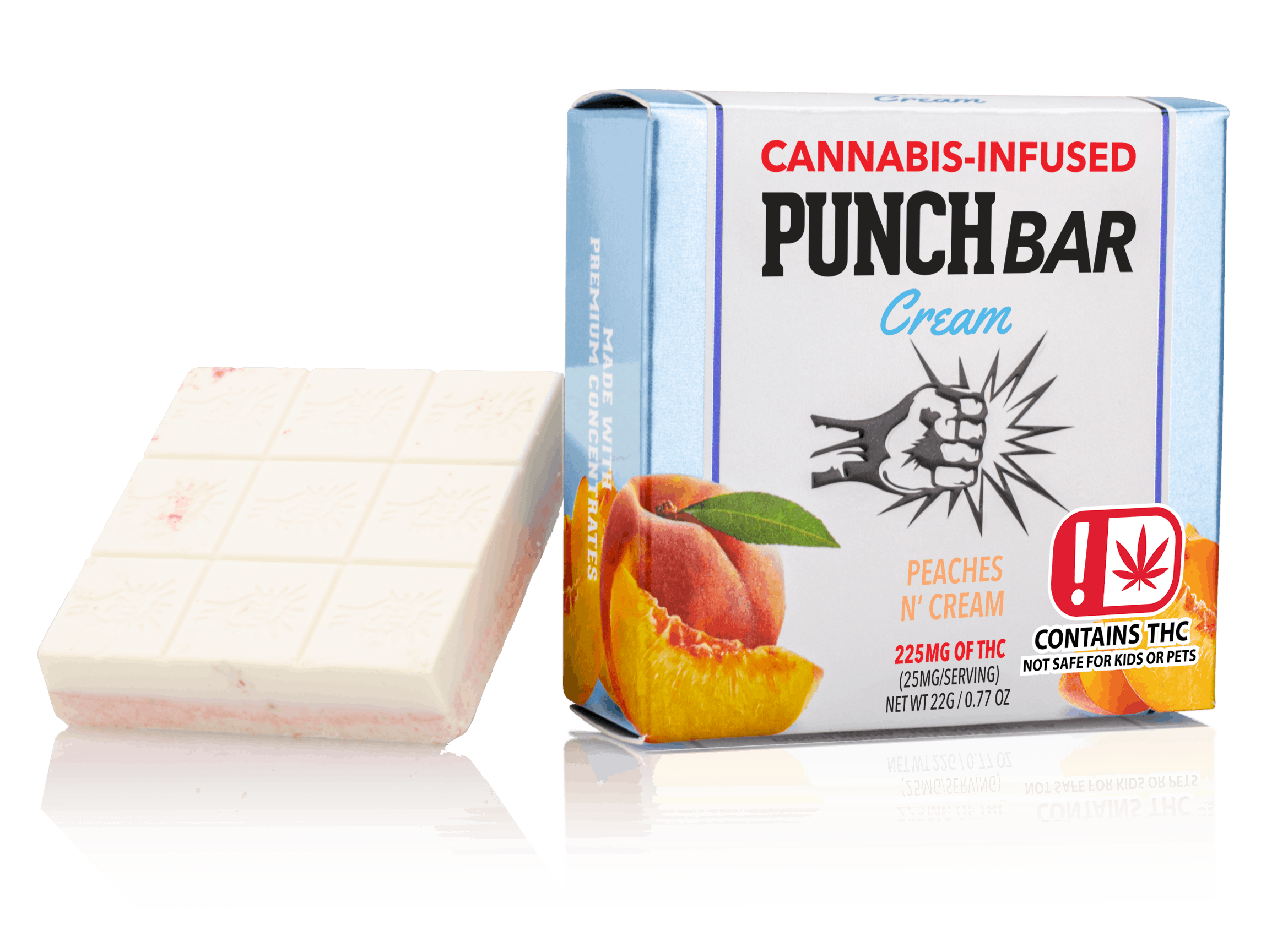Peaches N' Cream White Chocolate PunchBar 225mg (OK) Punch Edibles
